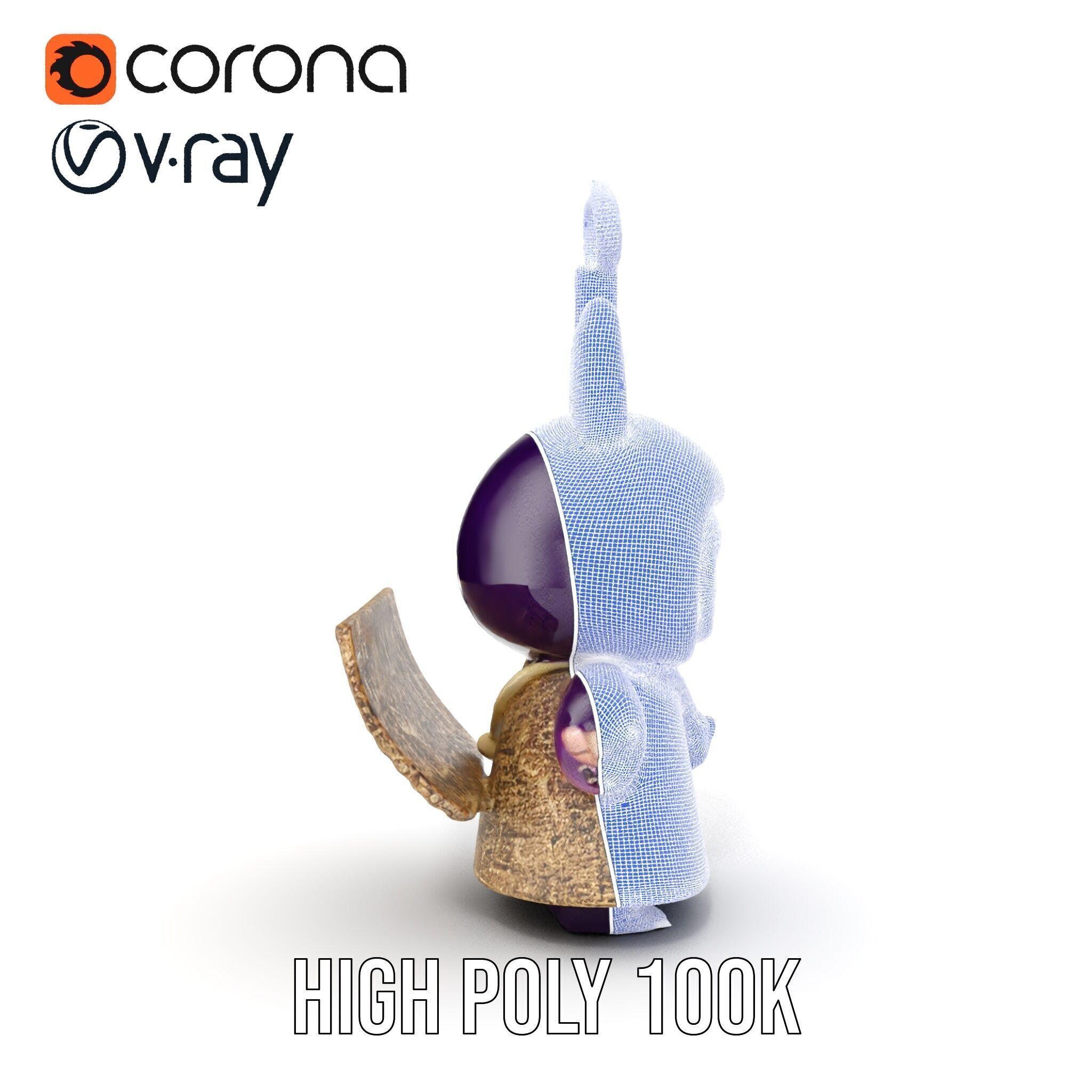 Purple Monster Keychain Model Pack for Games and Animation Low-poly 3D model_37