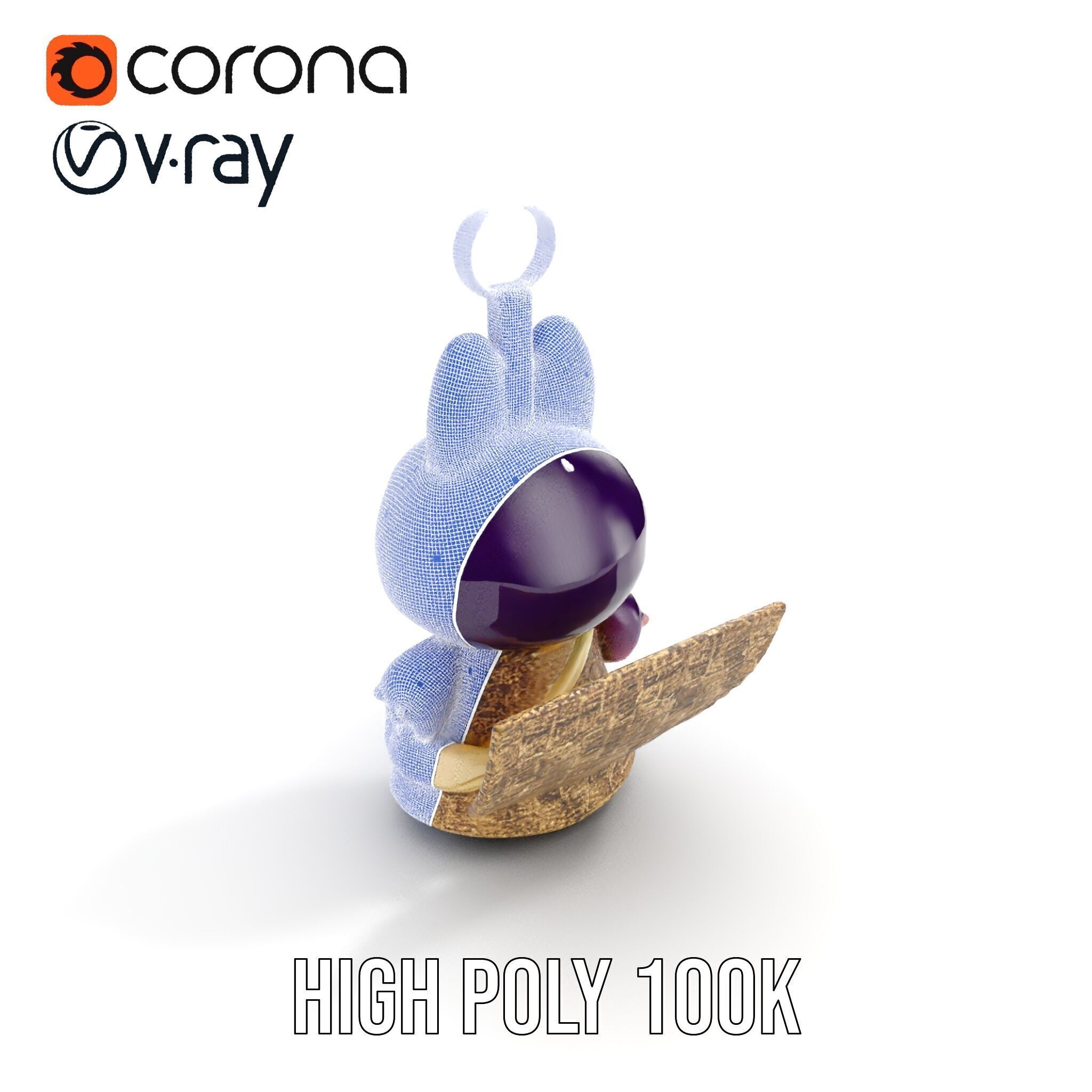 Purple Monster Keychain Model Pack for Games and Animation Low-poly 3D model_32