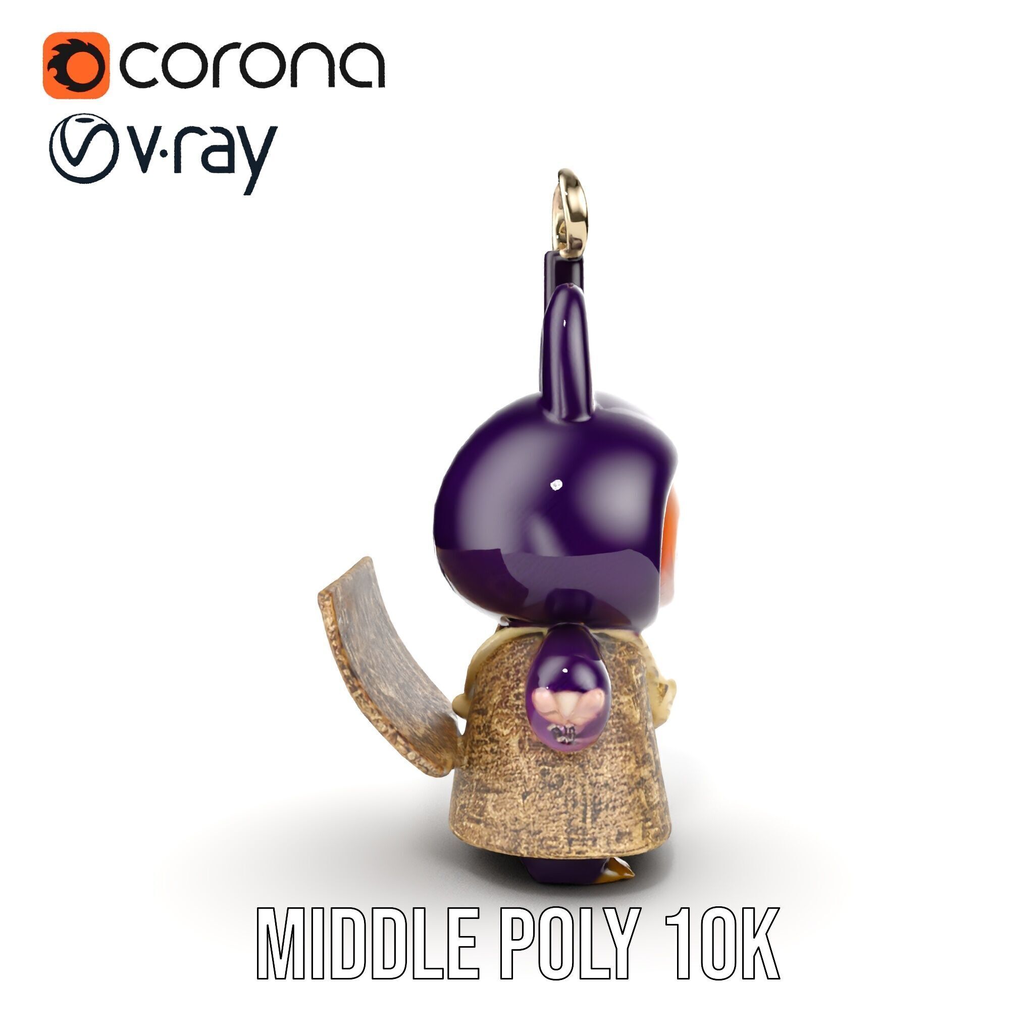 Purple Monster Keychain Model Pack for Games and Animation Low-poly 3D model_27