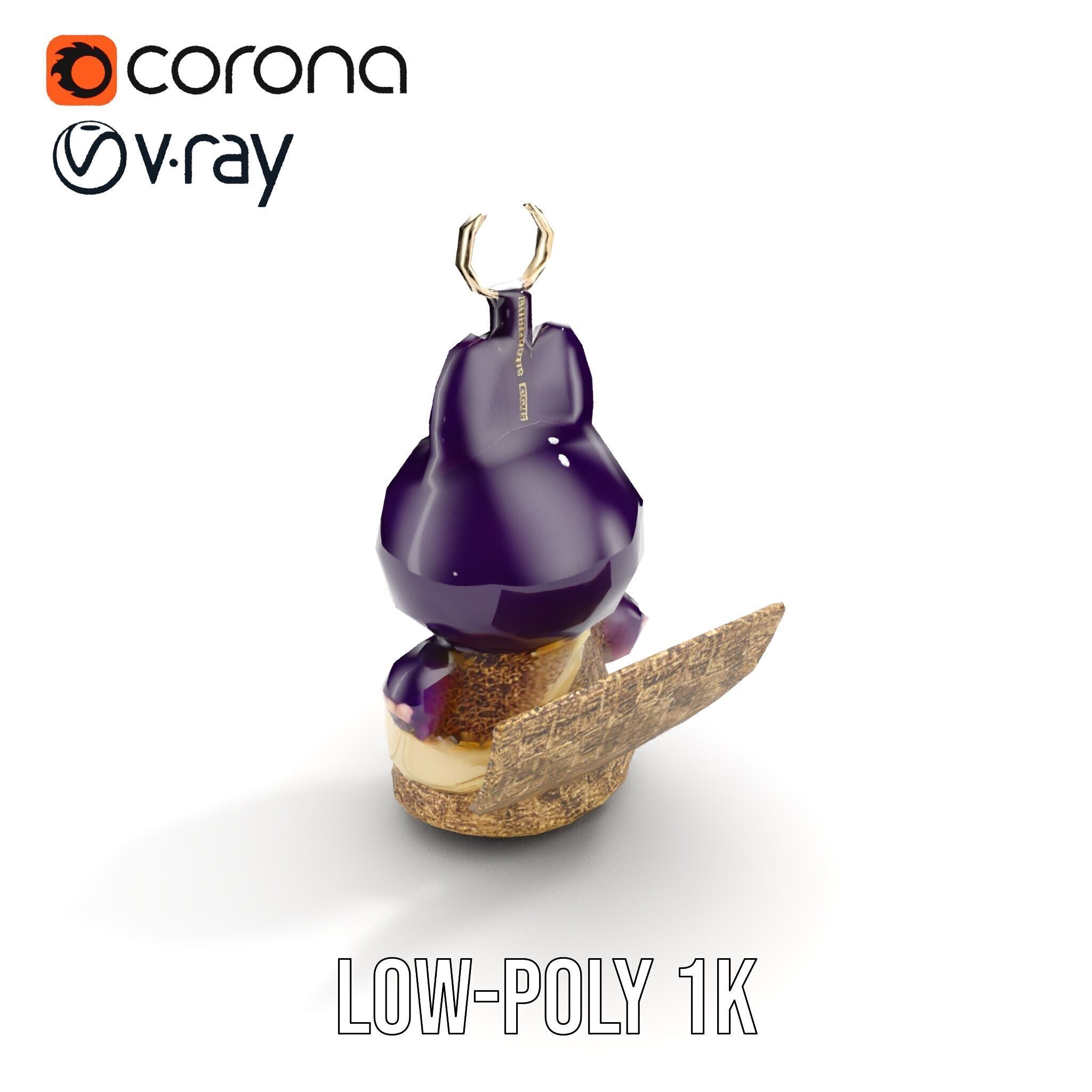 Purple Monster Keychain Model Pack for Games and Animation Low-poly 3D model_7