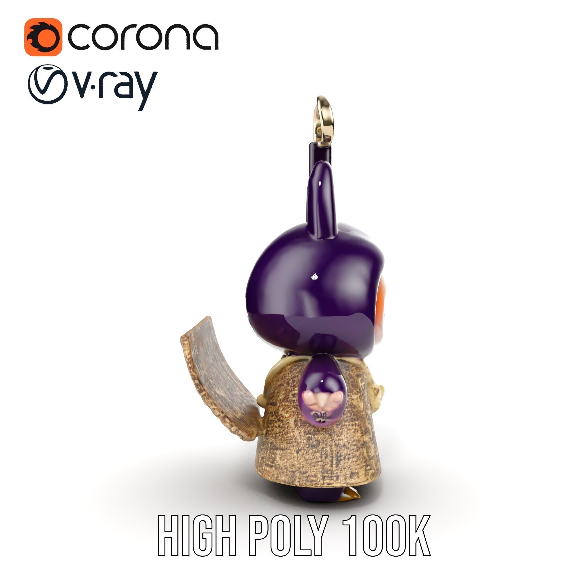 Purple Monster Keychain Model Pack for Games and Animation Low-poly 3D model_26