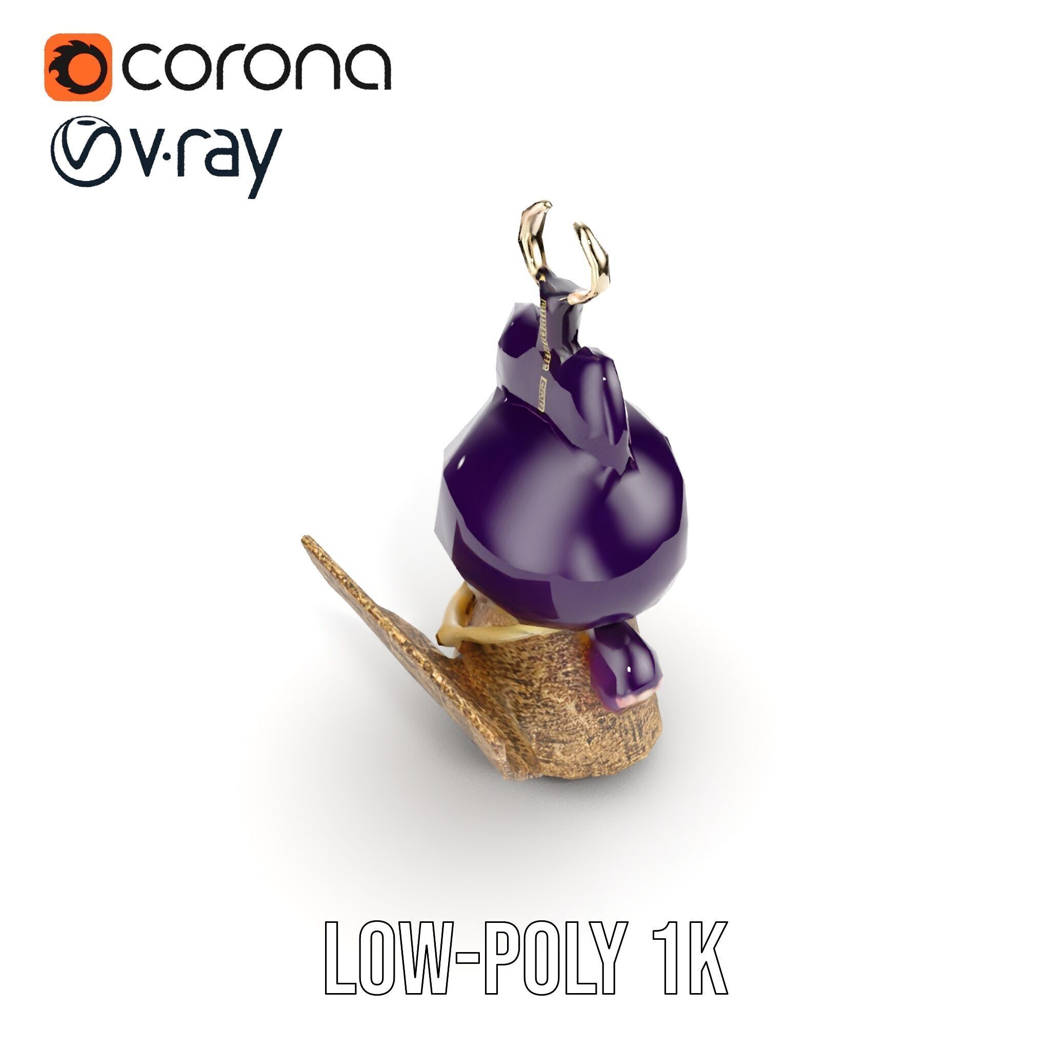 Purple Monster Keychain Model Pack for Games and Animation Low-poly 3D model_20