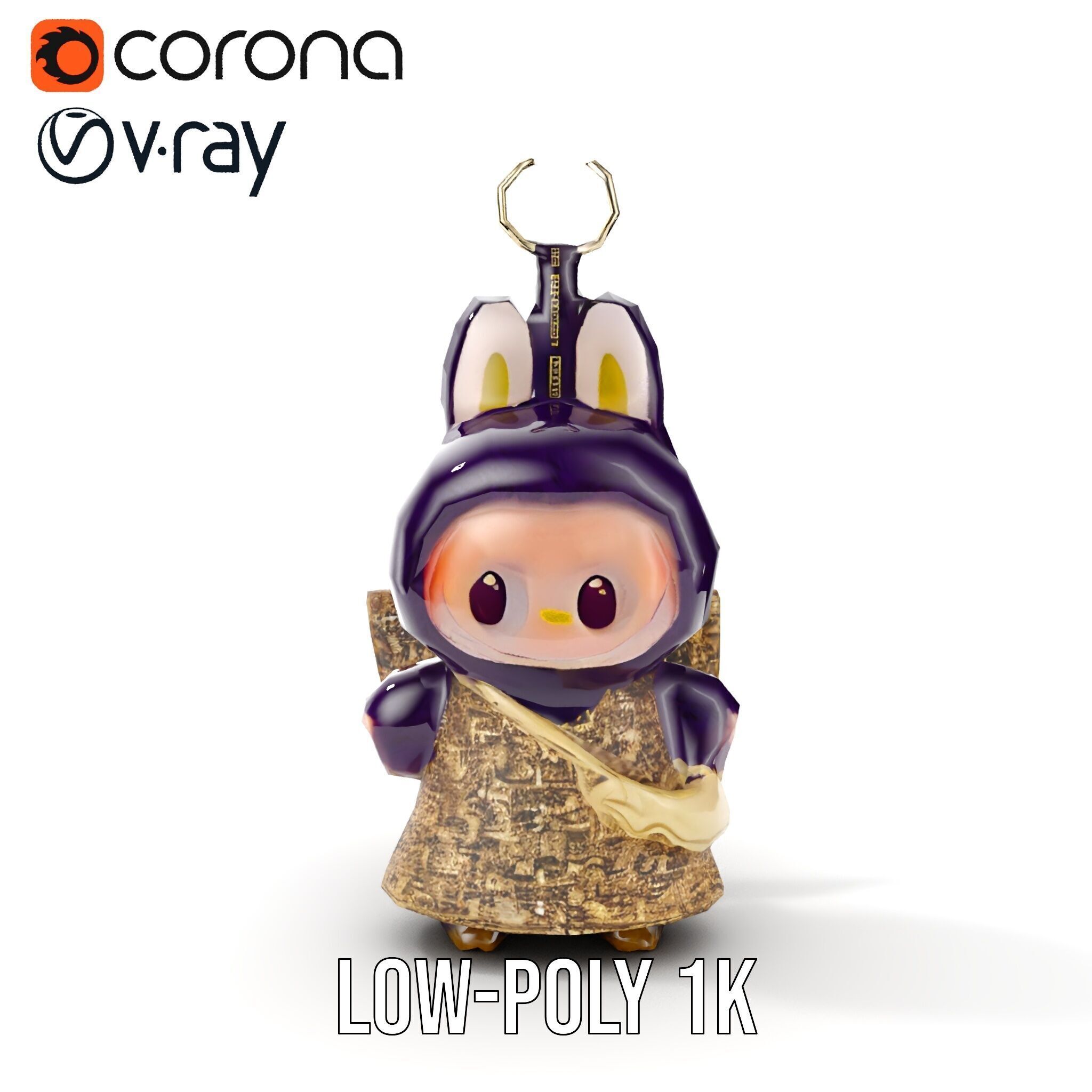 Purple Monster Keychain Model Pack for Games and Animation Low-poly 3D model_13