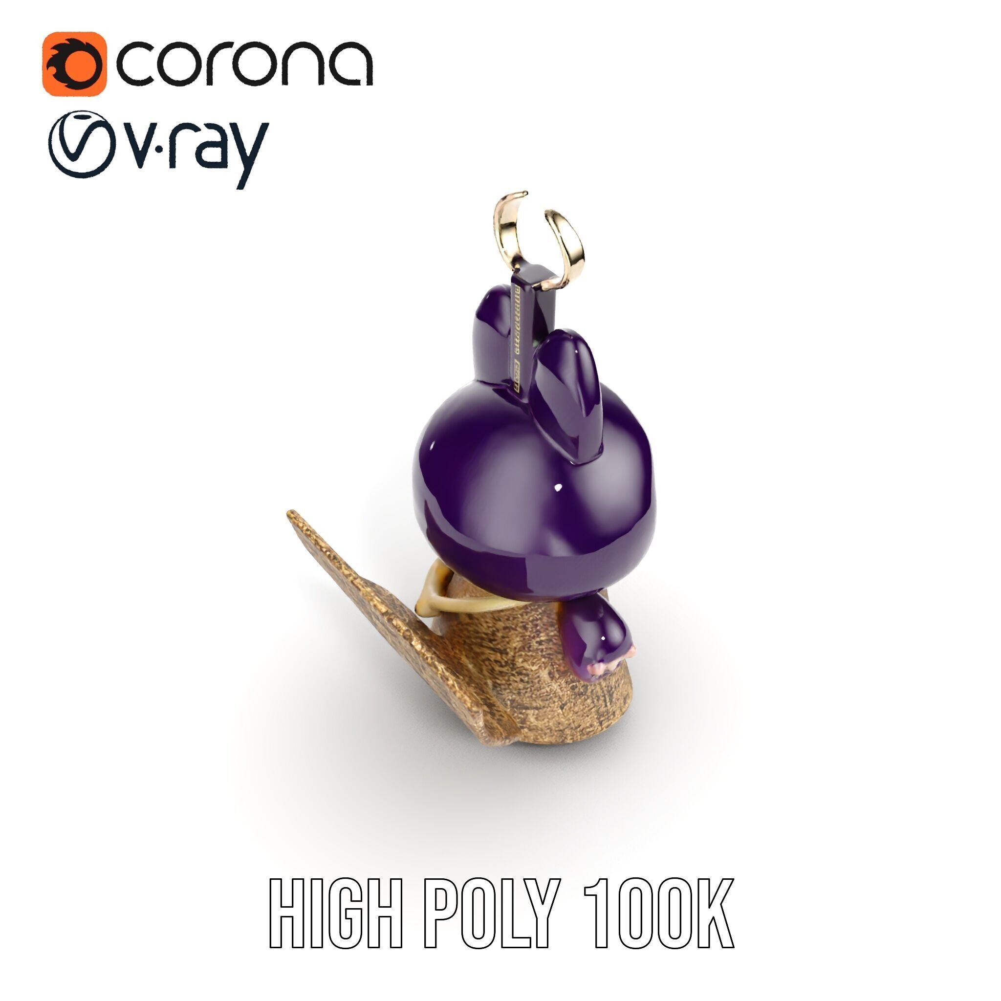 Purple Monster Keychain Model Pack for Games and Animation Low-poly 3D model_35