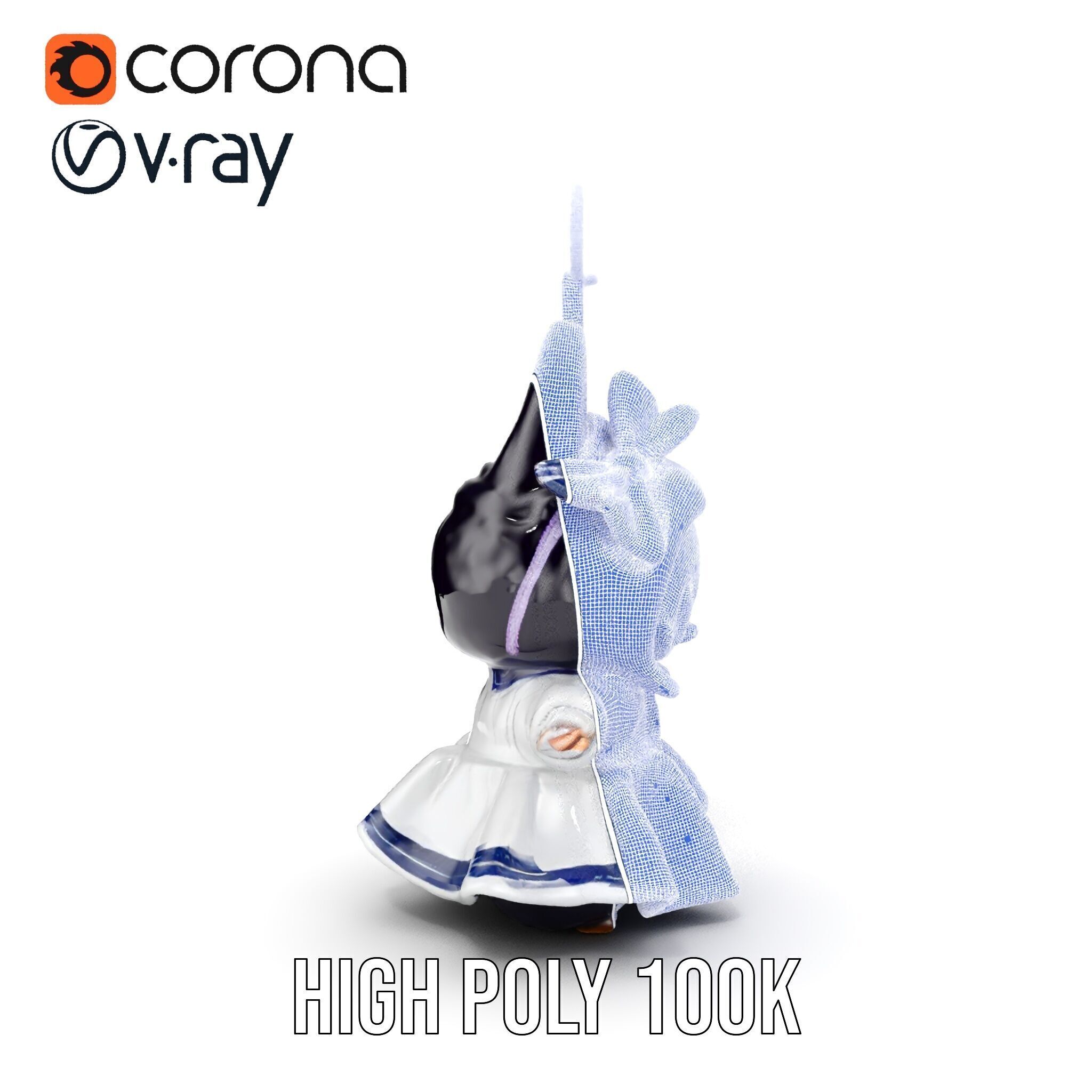 Cute Bunny Keychain Character Model Pack Low-poly 3D model_37