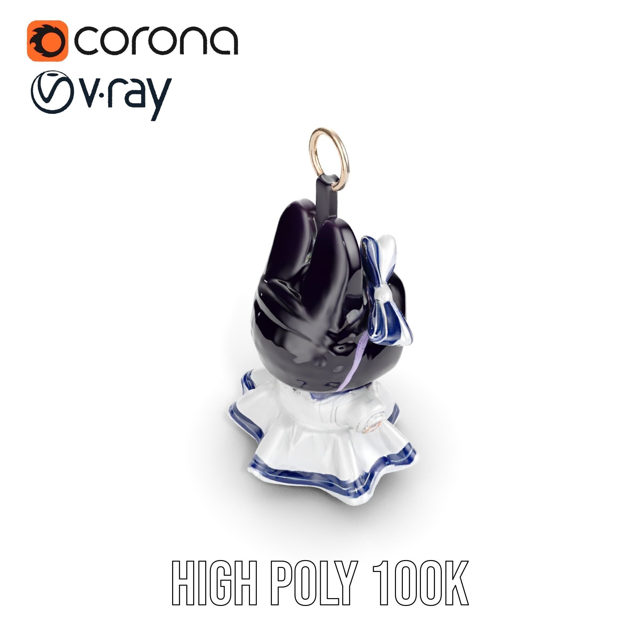 Cute Bunny Keychain Character Model Pack Low-poly 3D model_21