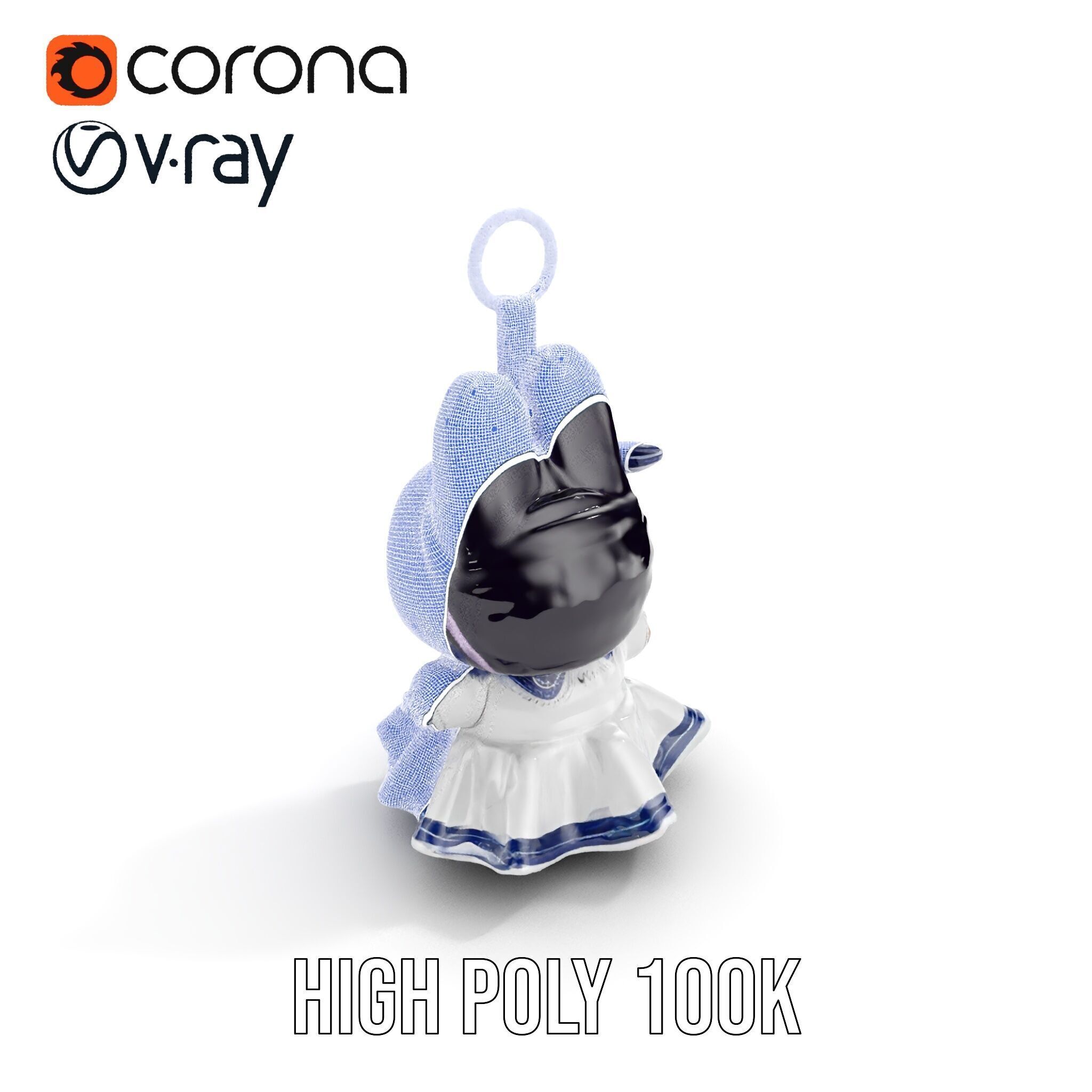 Cute Bunny Keychain Character Model Pack Low-poly 3D model_38