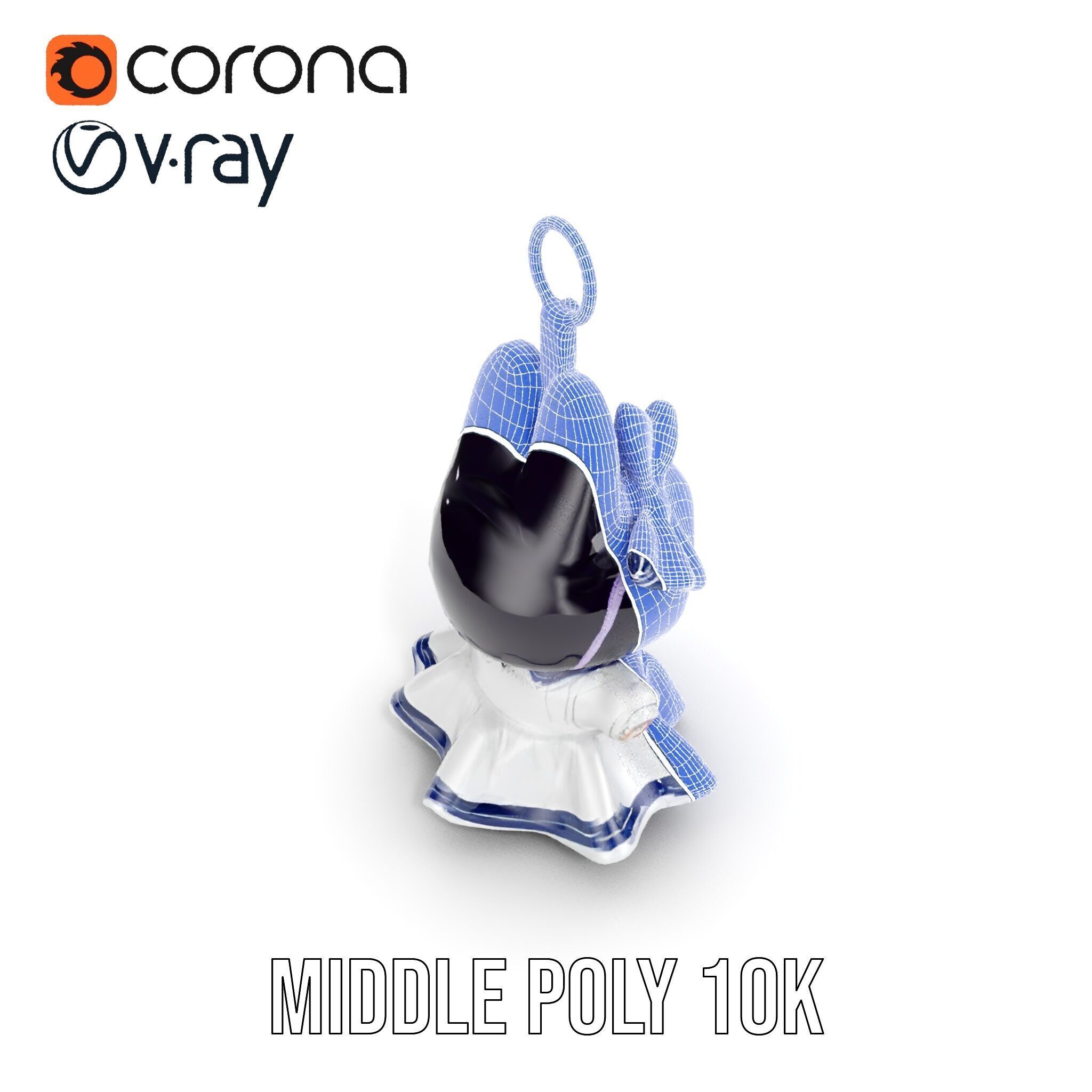 Cute Bunny Keychain Character Model Pack Low-poly 3D model_17