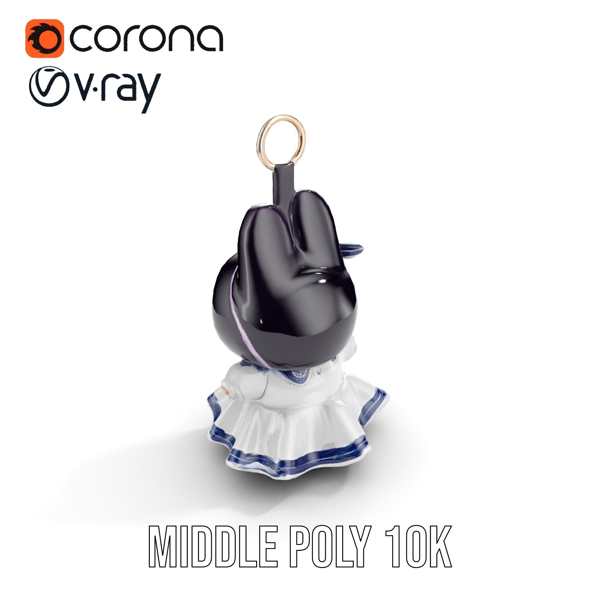 Cute Bunny Keychain Character Model Pack Low-poly 3D model_6