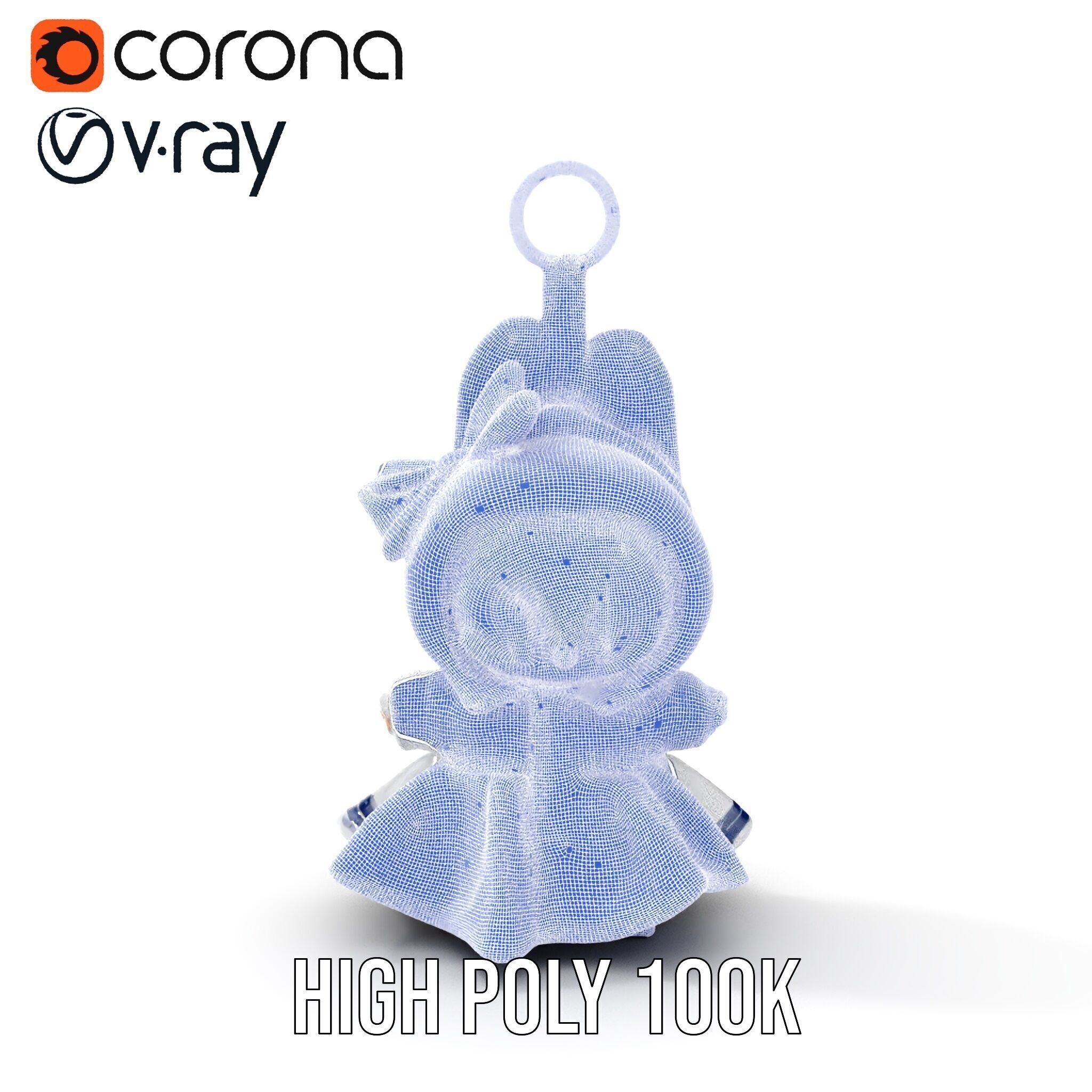 Cute Bunny Keychain Character Model Pack Low-poly 3D model_36