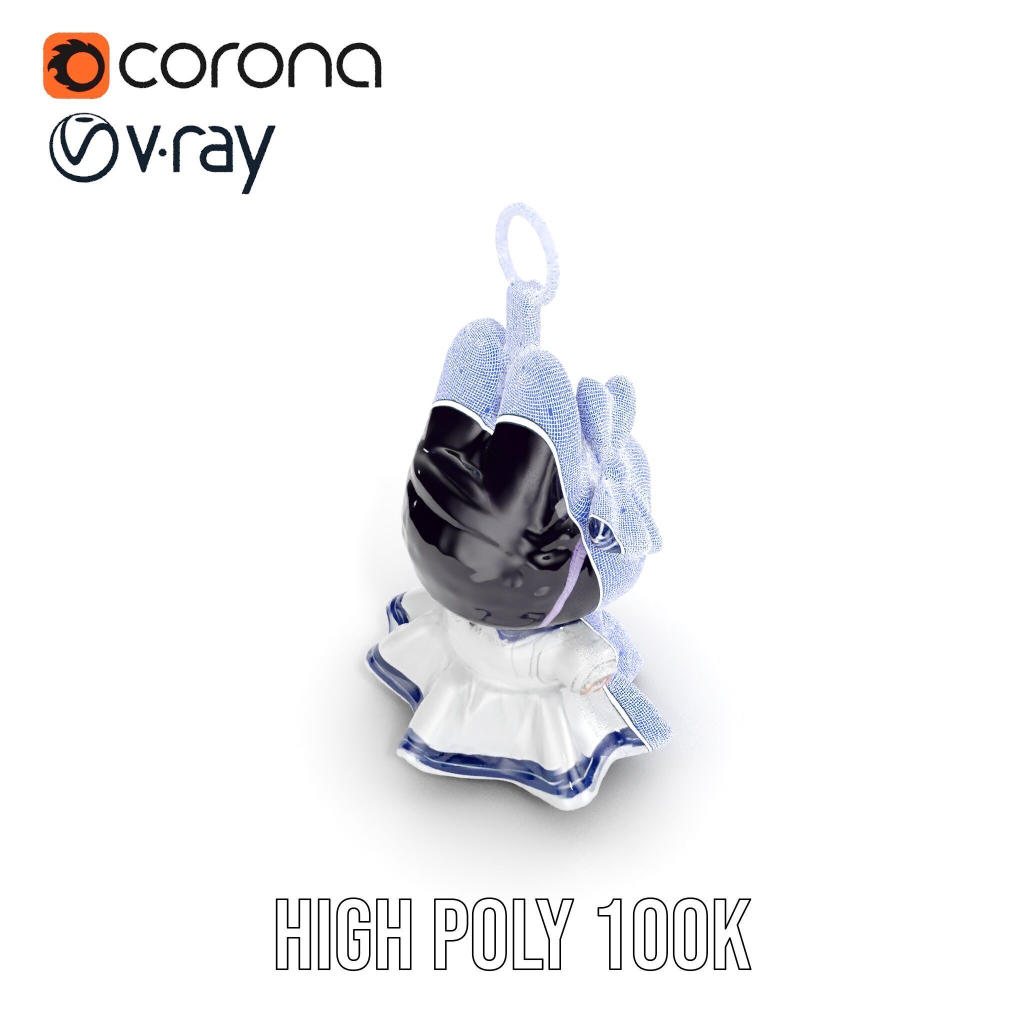 Cute Bunny Keychain Character Model Pack Low-poly 3D model_33