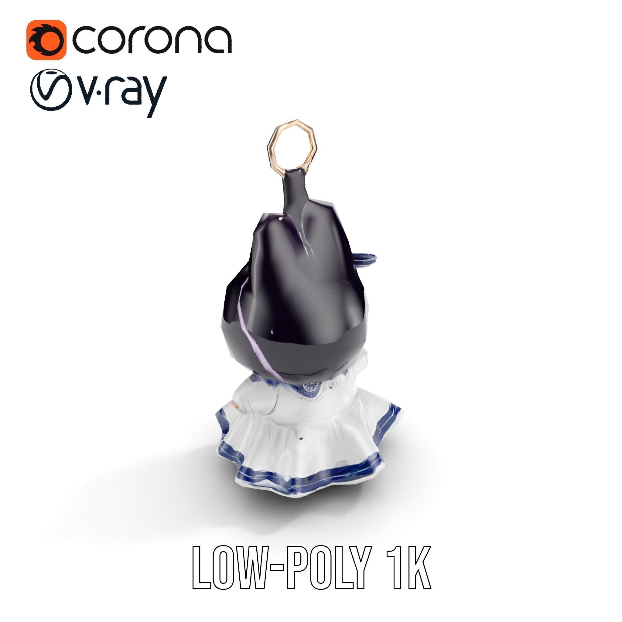 Cute Bunny Keychain Character Model Pack Low-poly 3D model_23