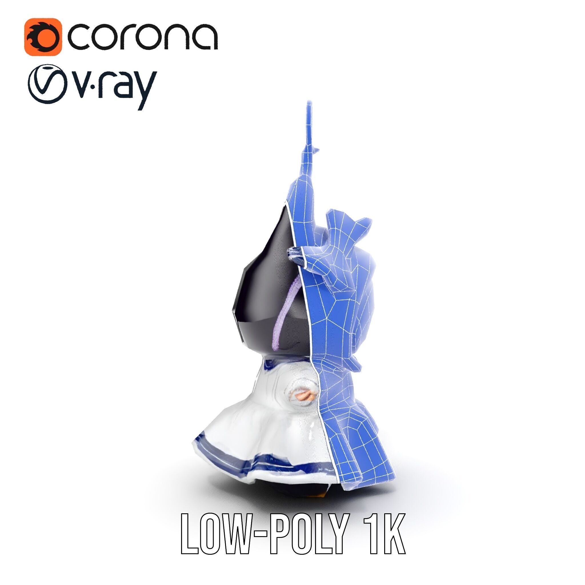 Cute Bunny Keychain Character Model Pack Low-poly 3D model_29