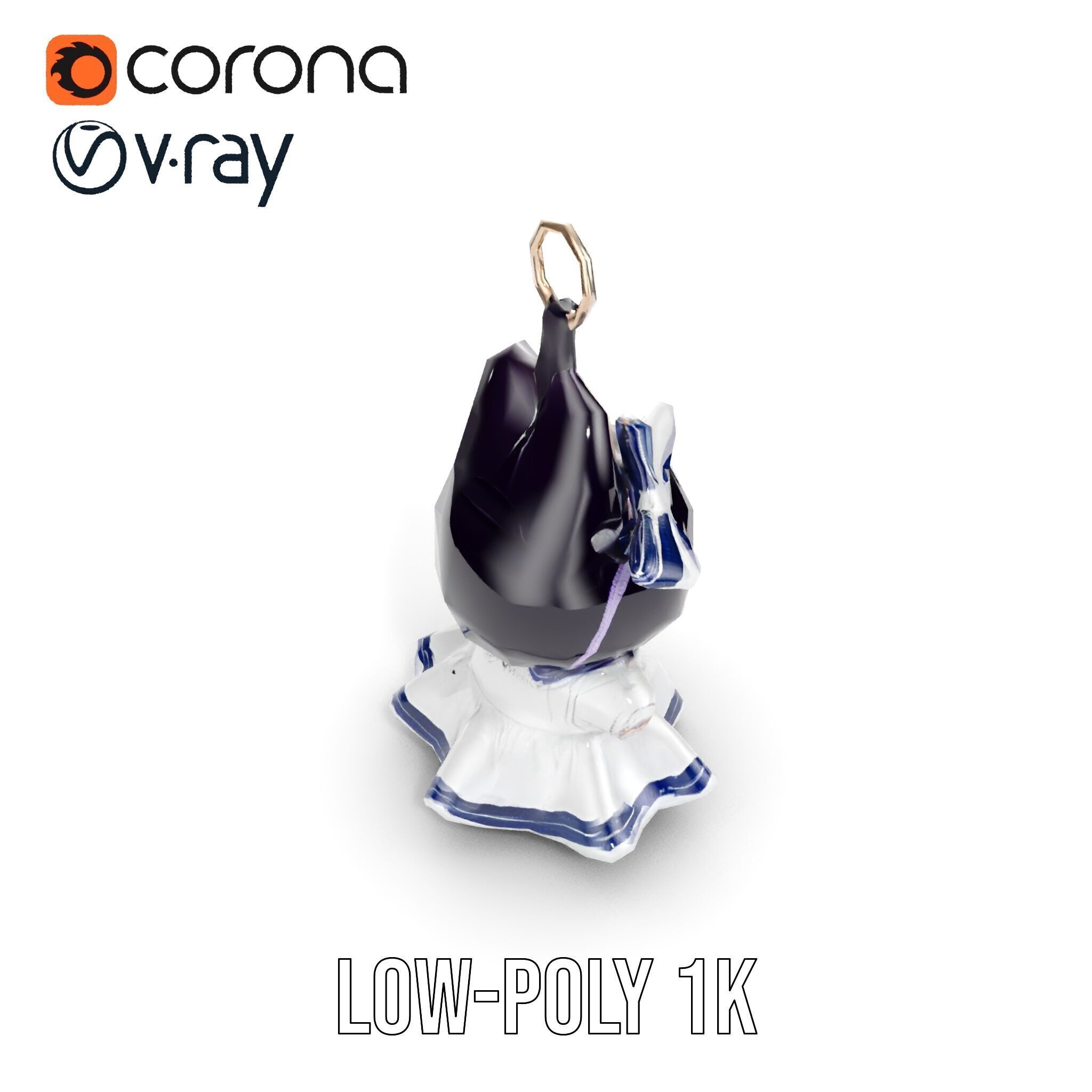 Cute Bunny Keychain Character Model Pack Low-poly 3D model_16