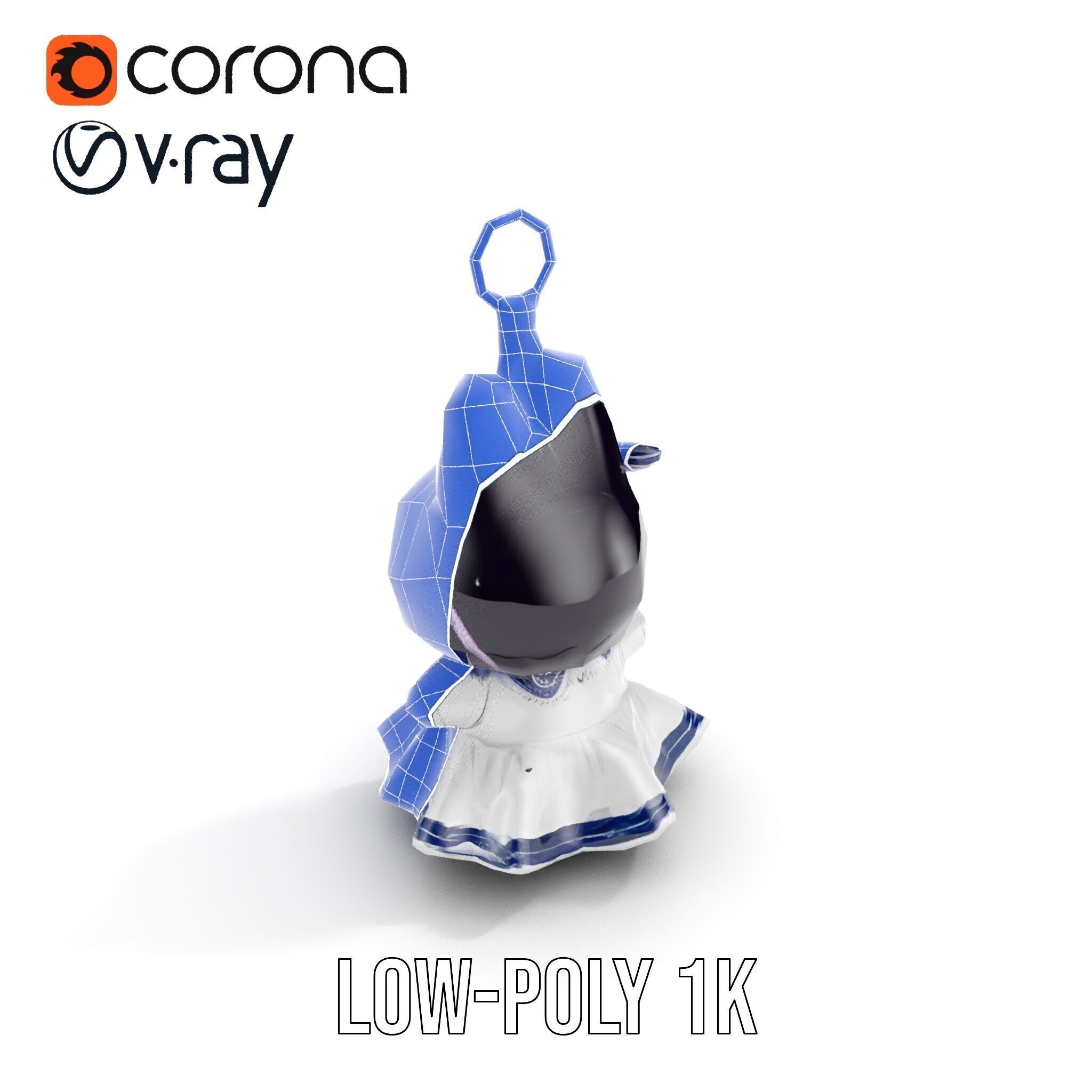 Cute Bunny Keychain Character Model Pack Low-poly 3D model_7