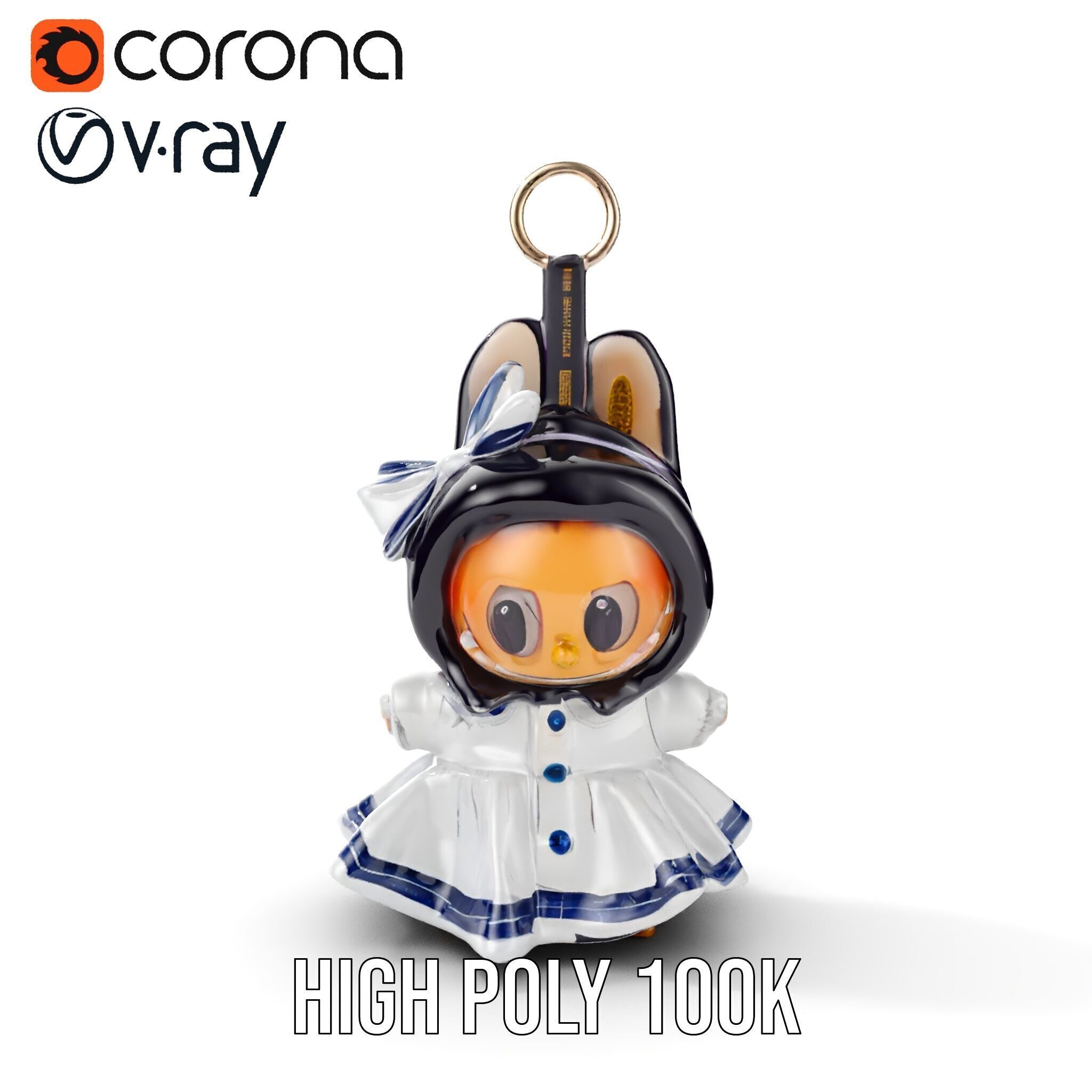Cute Bunny Keychain Character Model Pack Low-poly 3D model_30