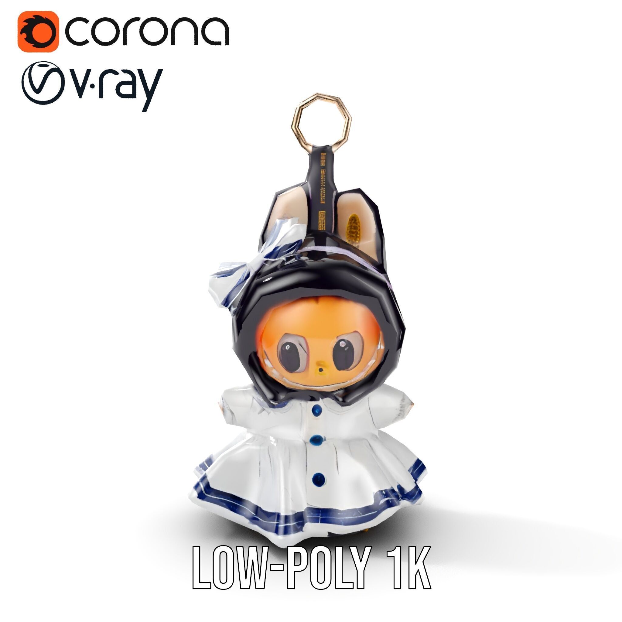 Cute Bunny Keychain Character Model Pack Low-poly 3D model_18