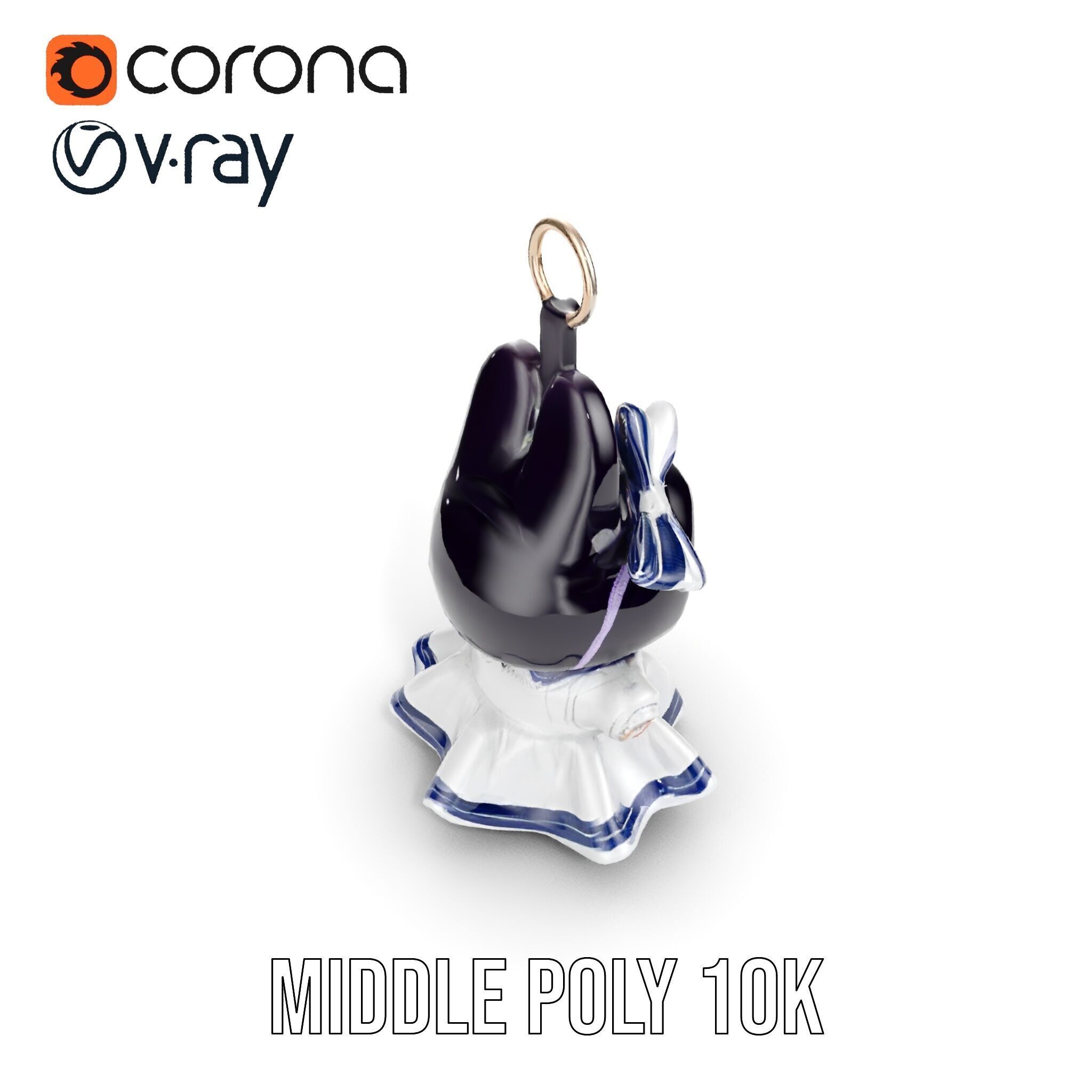 Cute Bunny Keychain Character Model Pack Low-poly 3D model_15