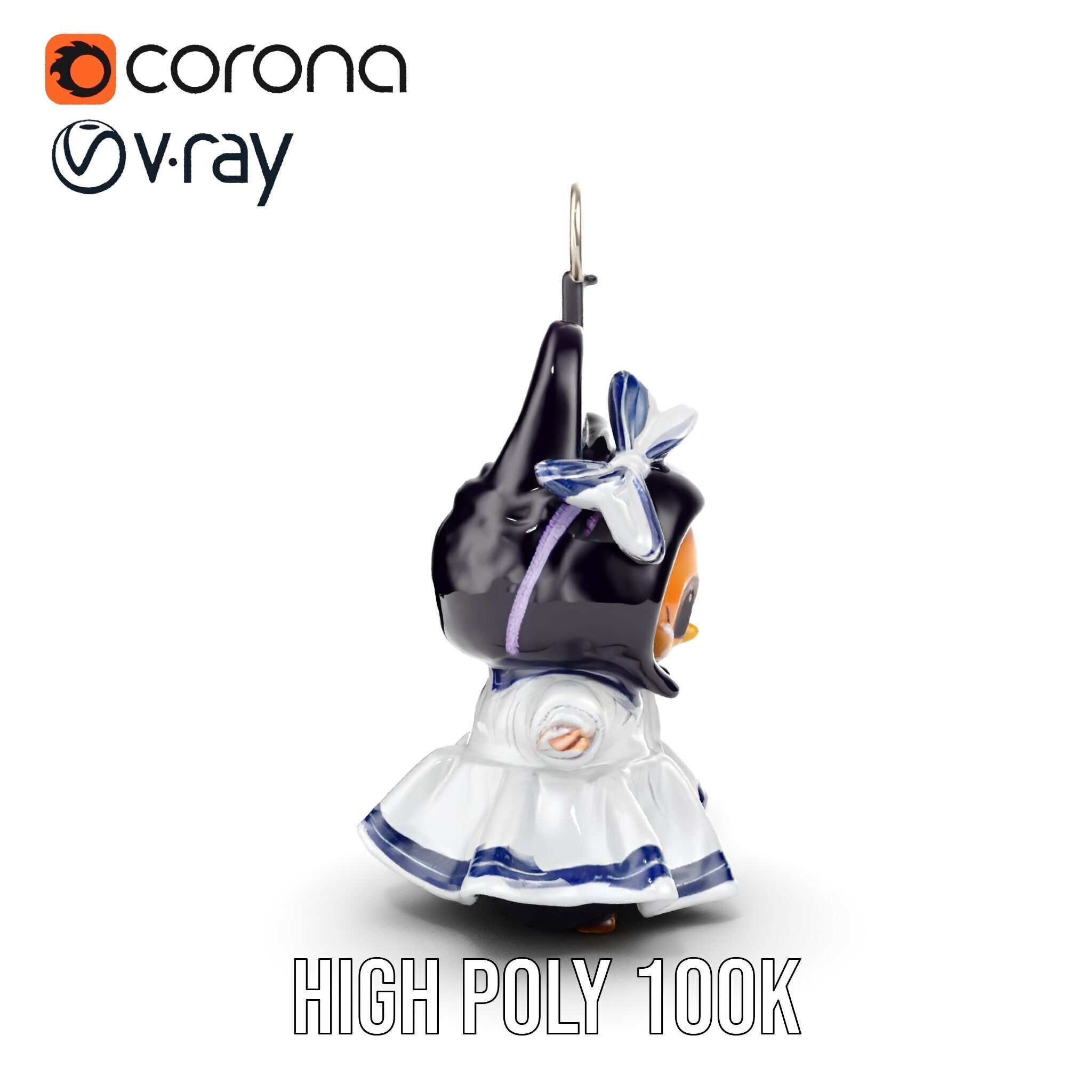 Cute Bunny Keychain Character Model Pack Low-poly 3D model_27