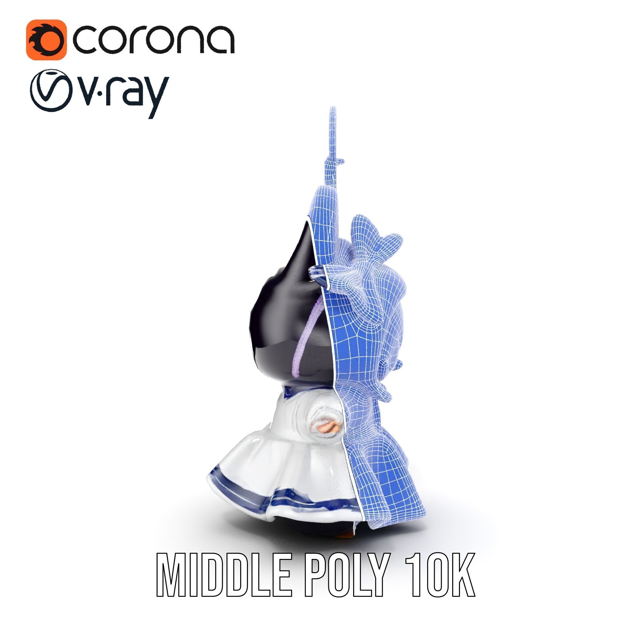 Cute Bunny Keychain Character Model Pack Low-poly 3D model_28