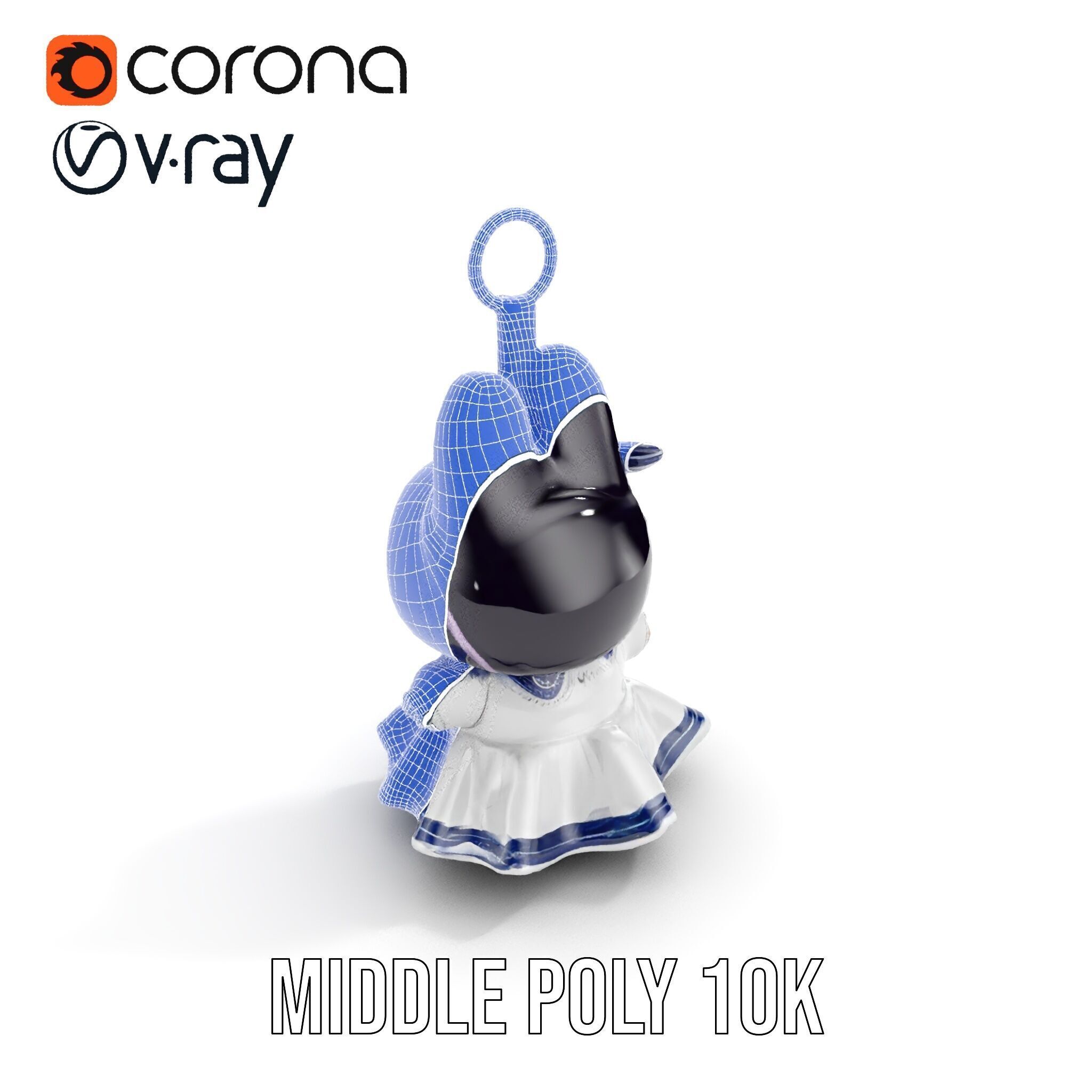 Cute Bunny Keychain Character Model Pack Low-poly 3D model_22