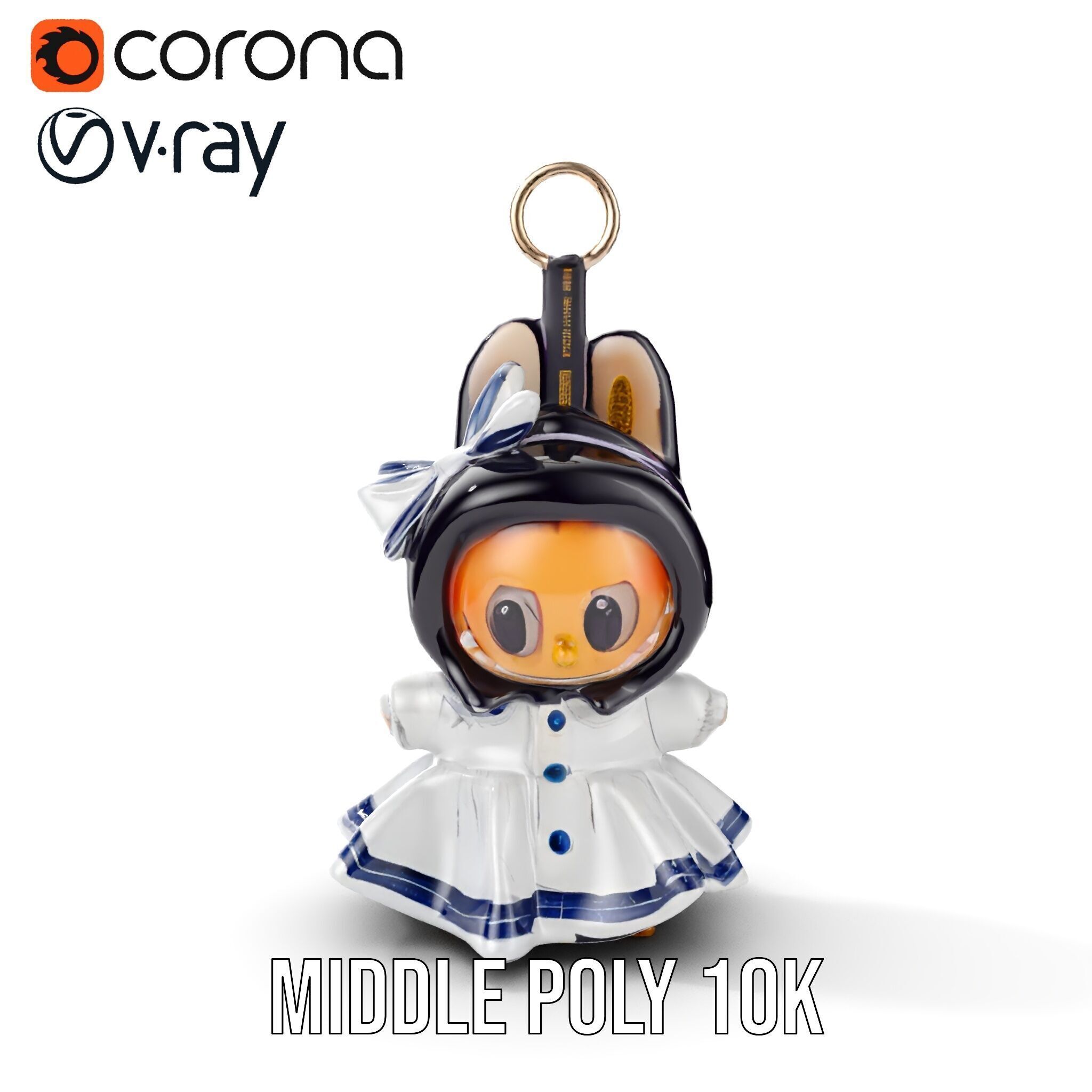 Cute Bunny Keychain Character Model Pack Low-poly 3D model_12