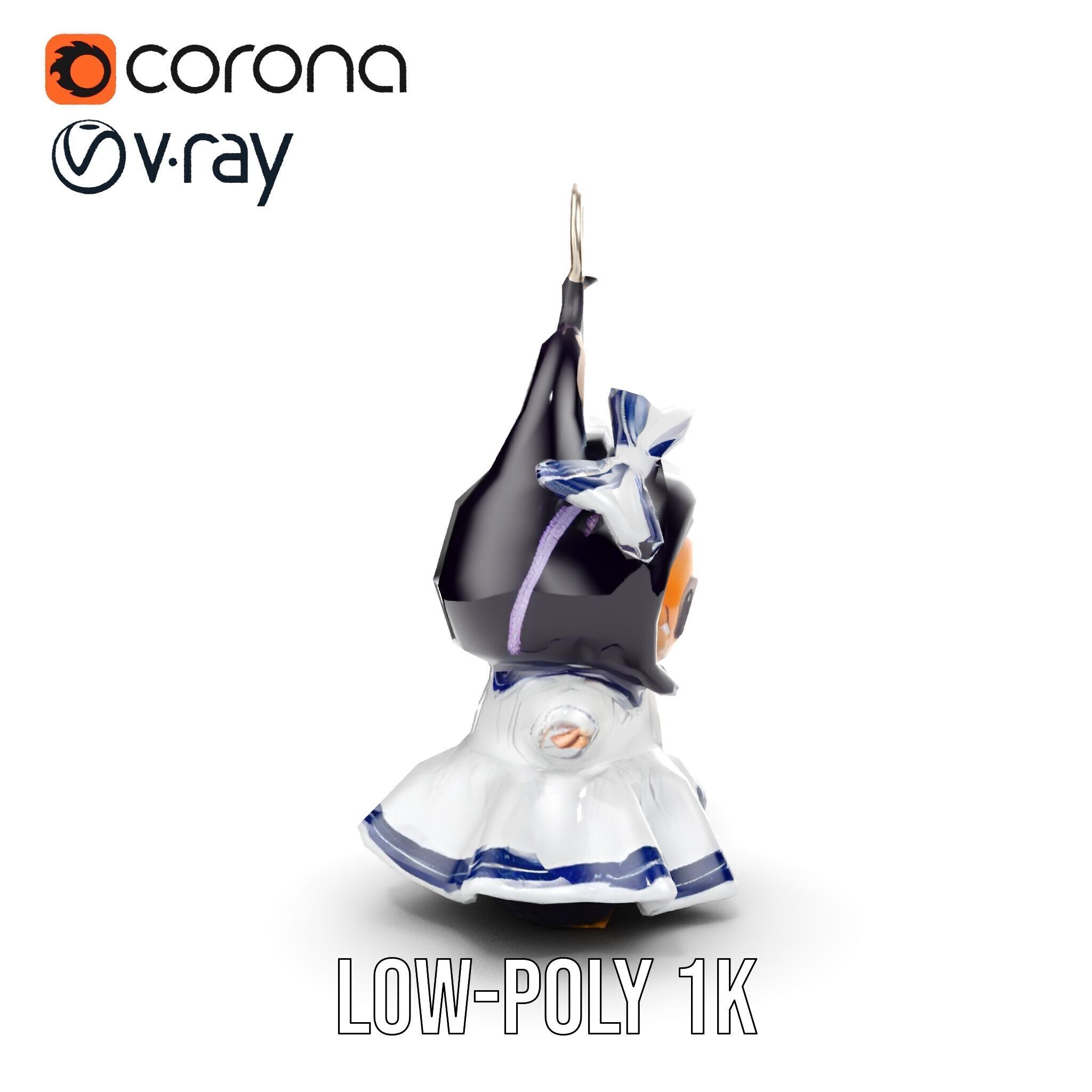 Cute Bunny Keychain Character Model Pack Low-poly 3D model_26