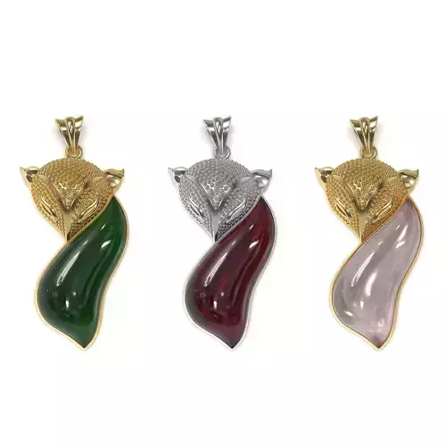 Agate Pendant with Symbolic Fox Design