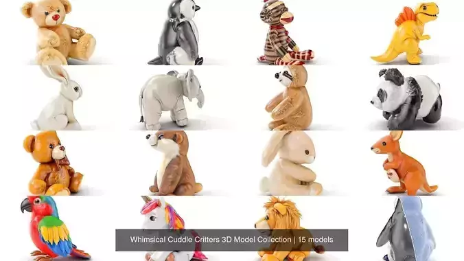 Whimsical Cuddle Critters 3D Model Collection 