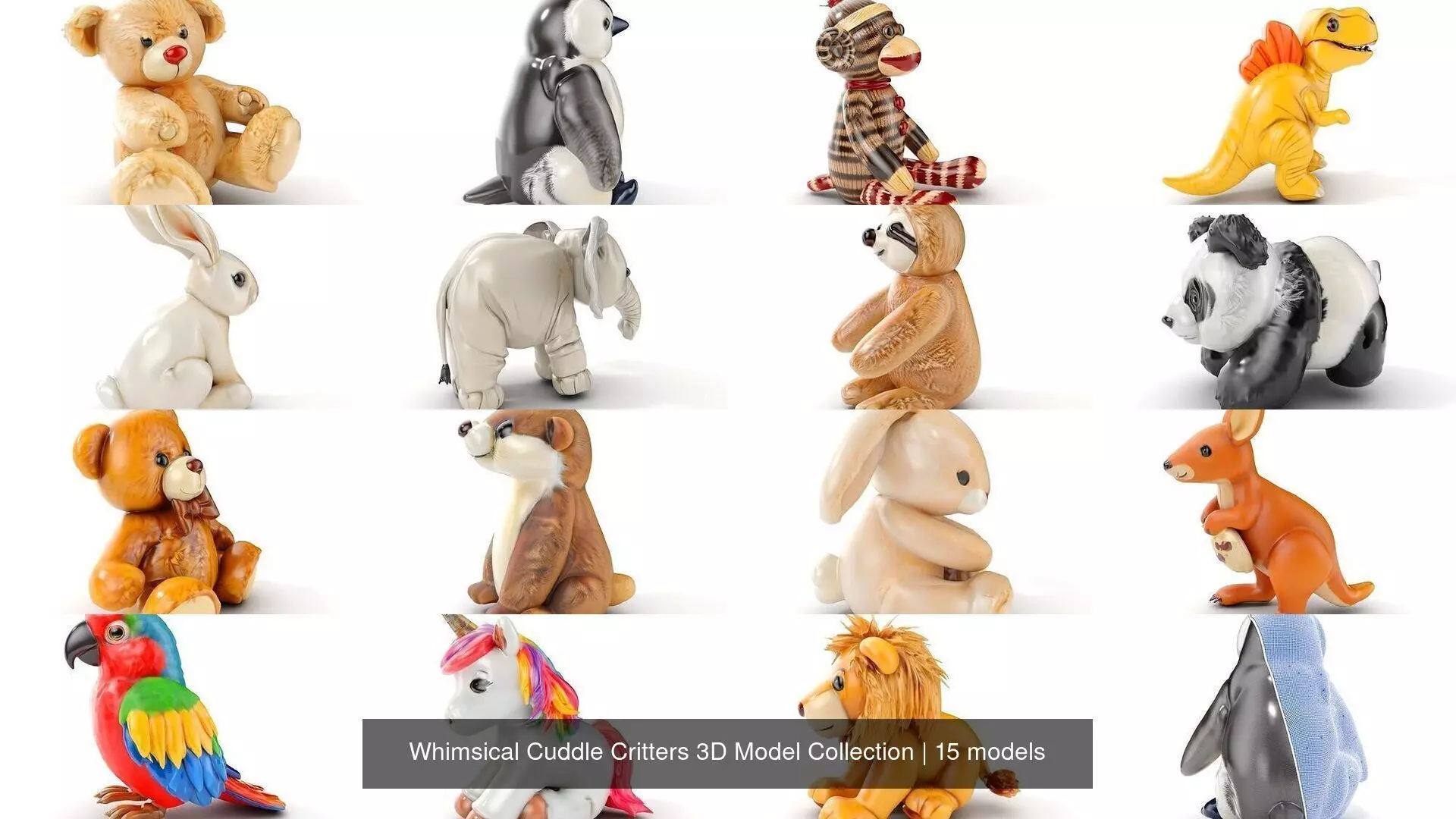 Whimsical Cuddle Critters 3D Model Collection _0