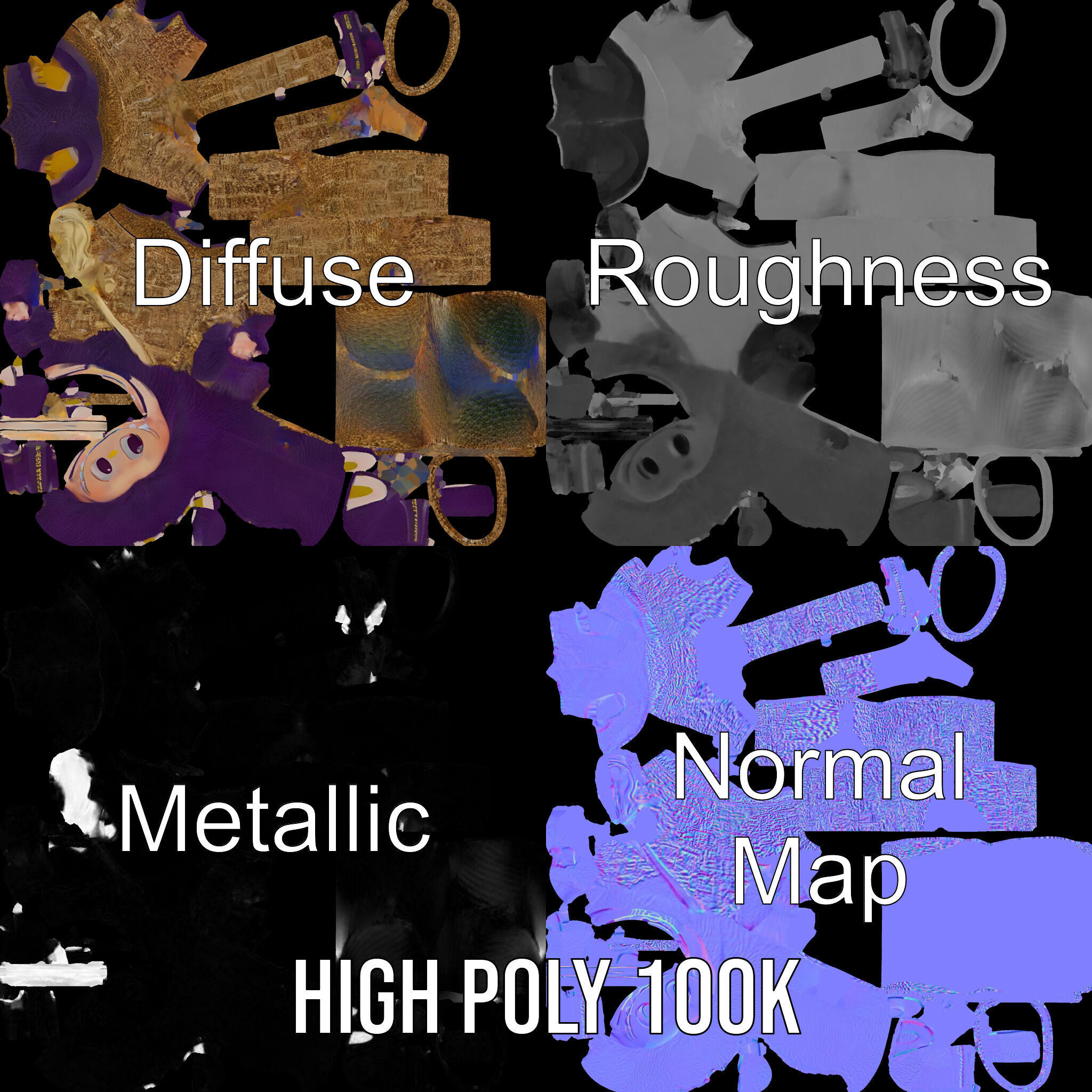 Cute Creature Keychain Model Pack Low-poly 3D model_3