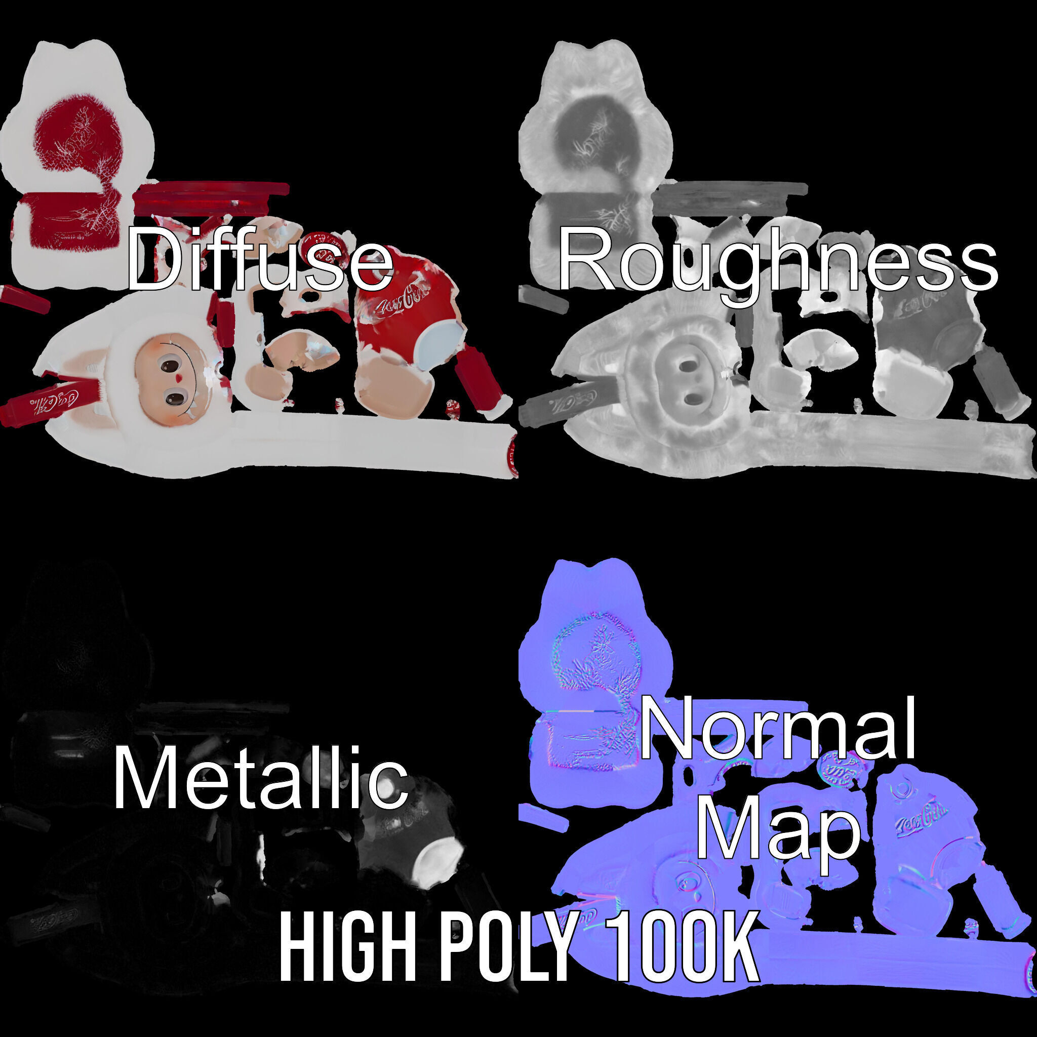 Coca Cola Character Keychain Model Pack Low-poly 3D model_3