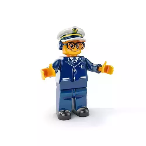Navy Officer Toy Character Model Rigged and Animated Low-poly 3D model