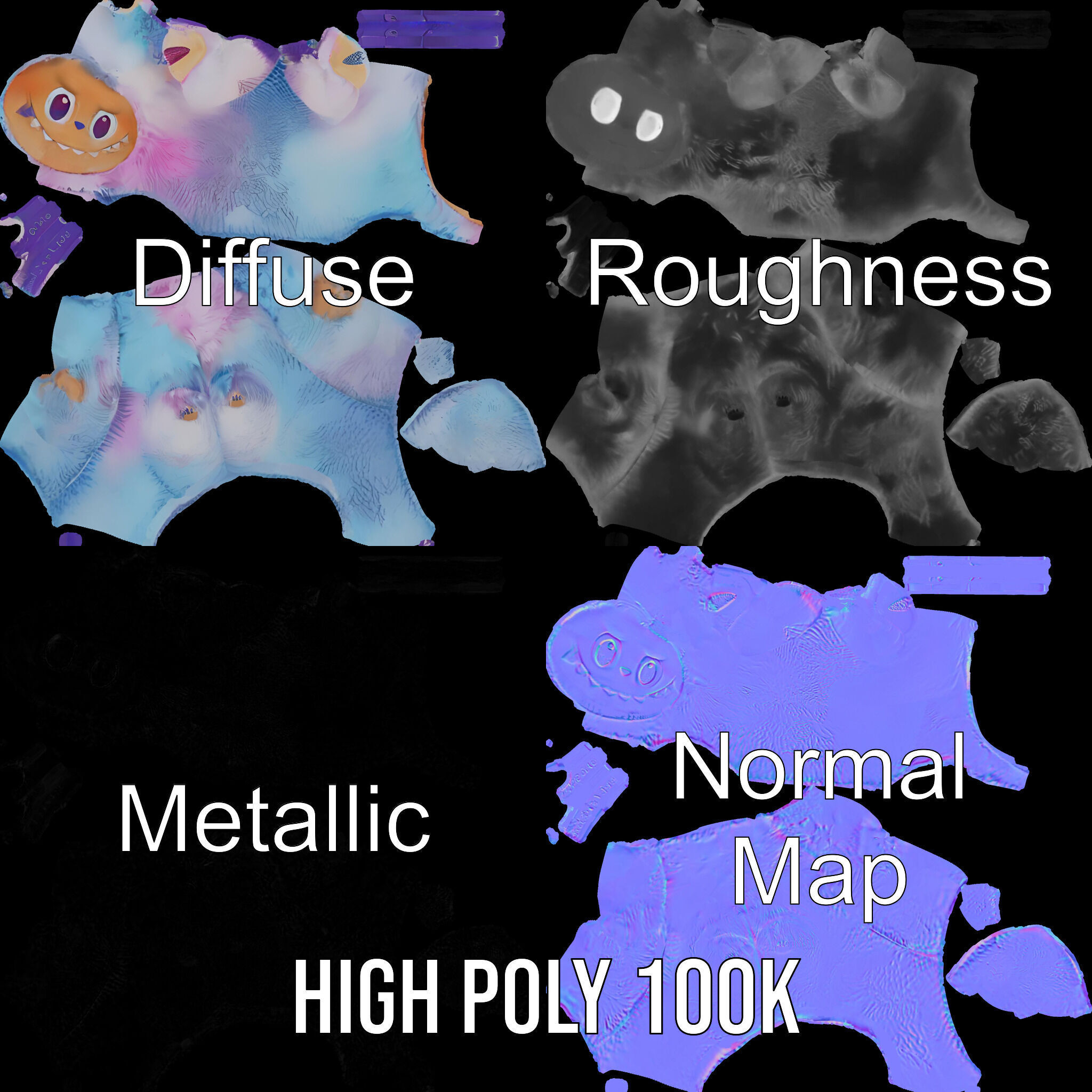 Cute Monster Plush Toy D Model Pack Low-poly 3D model_3