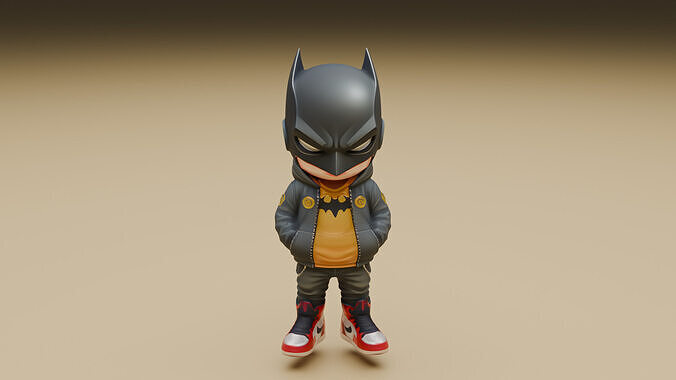 Batman Chibi Low-poly 3D print model