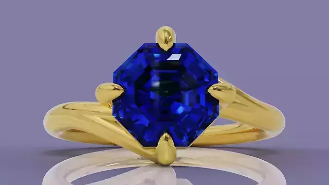 Twisted prong set octagon shape diamond solitaire ring