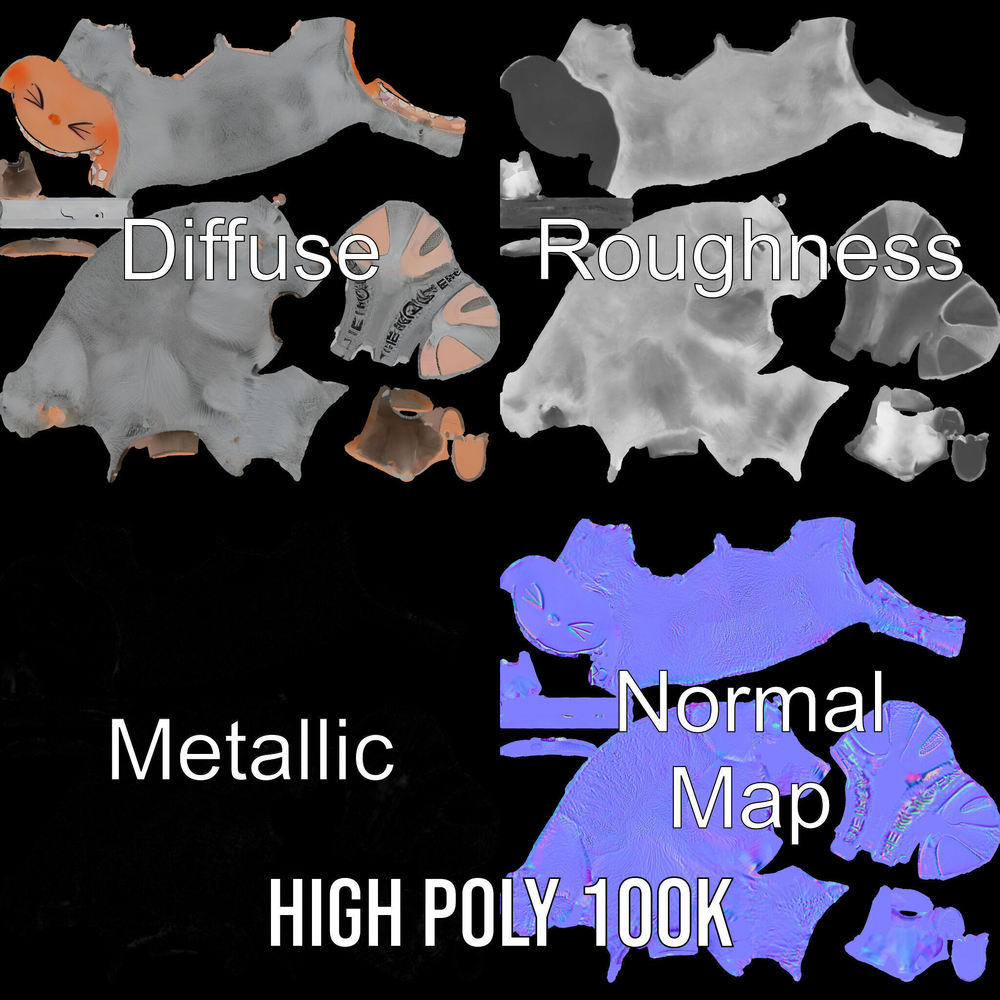 Furry Monster Keychain D Model Pack Low-poly 3D model_3