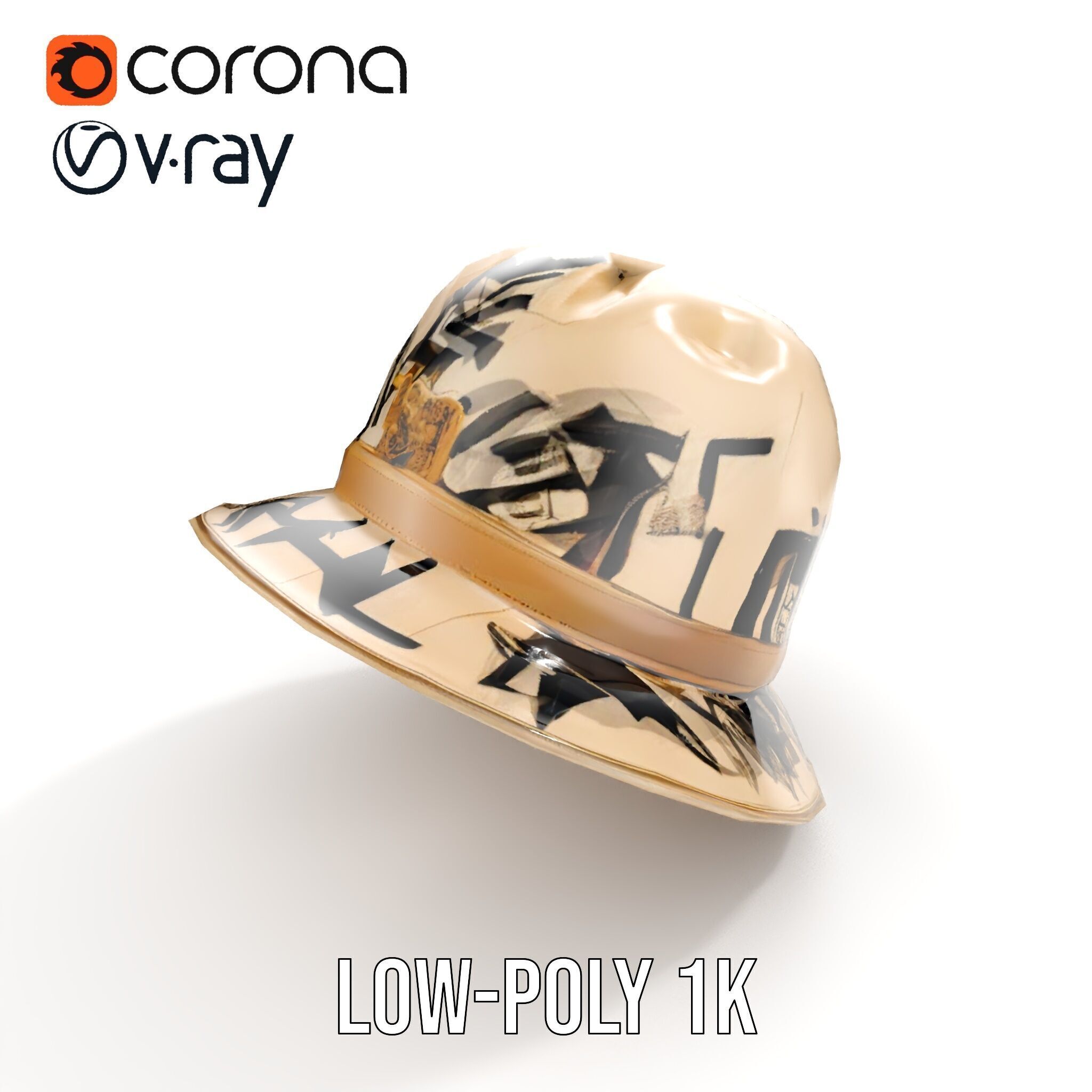 Stylish Patterned Hat Model Pack Low-poly 3D model_7