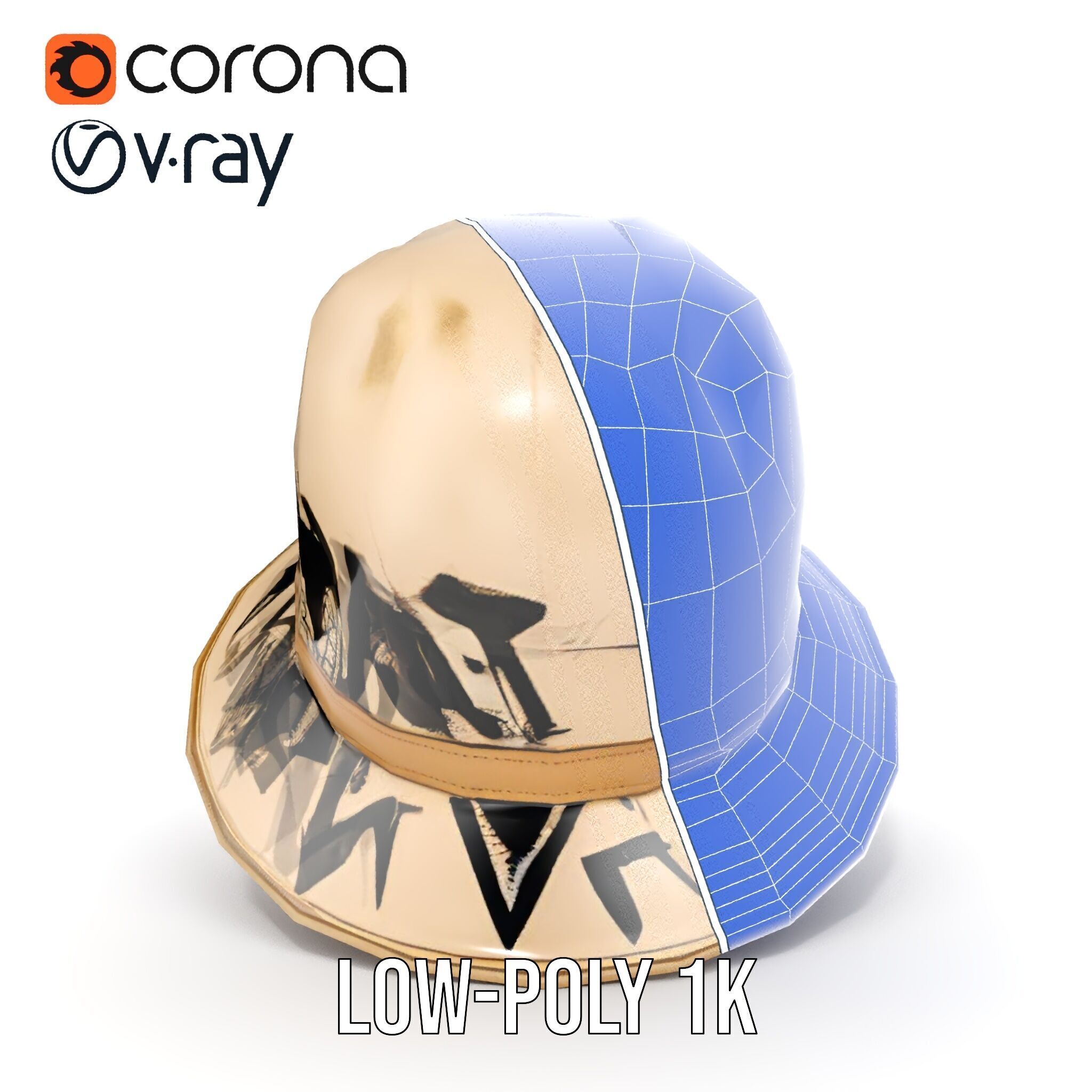 Stylish Patterned Hat Model Pack Low-poly 3D model_32