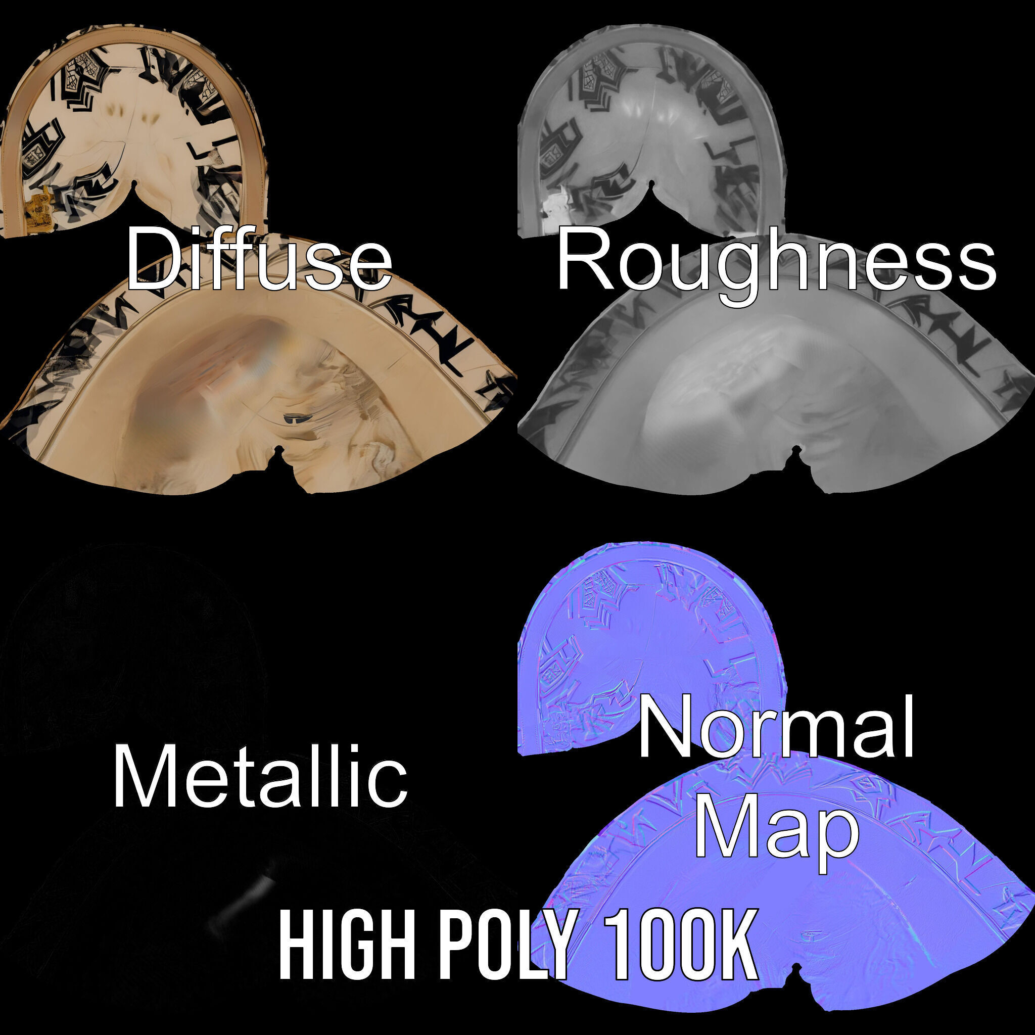 Stylish Patterned Hat Model Pack Low-poly 3D model_3