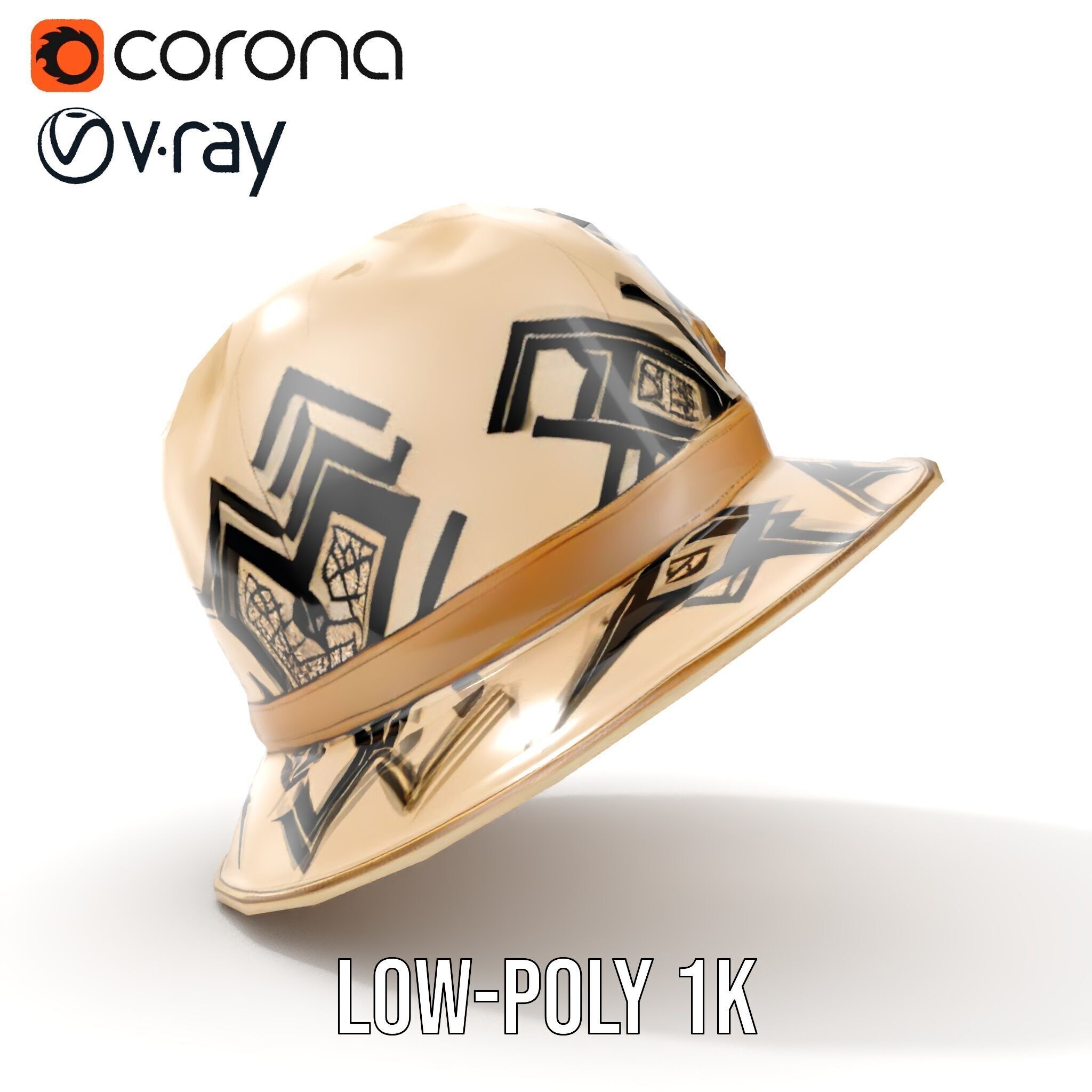 Stylish Patterned Hat Model Pack Low-poly 3D model_24