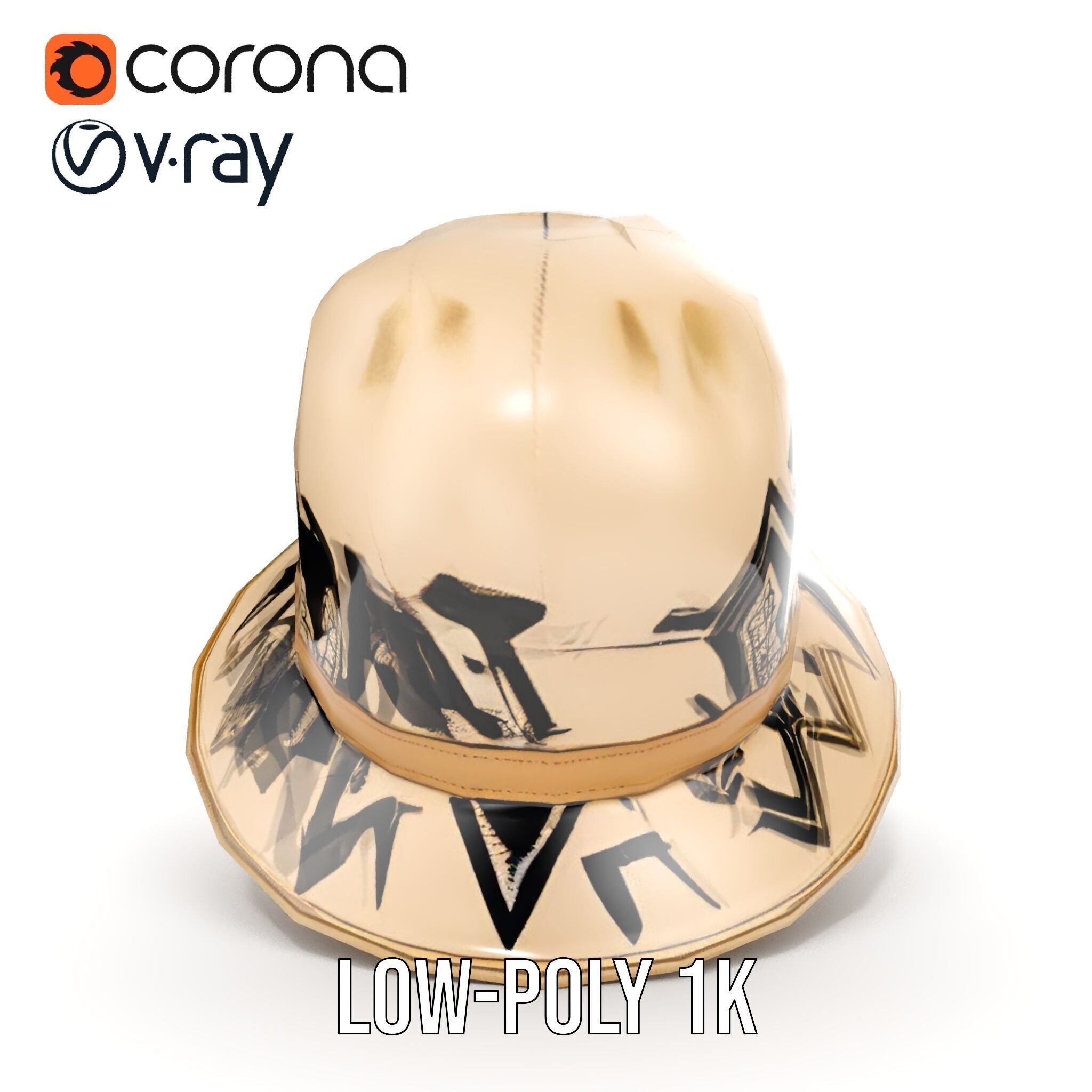 Stylish Patterned Hat Model Pack Low-poly 3D model_18