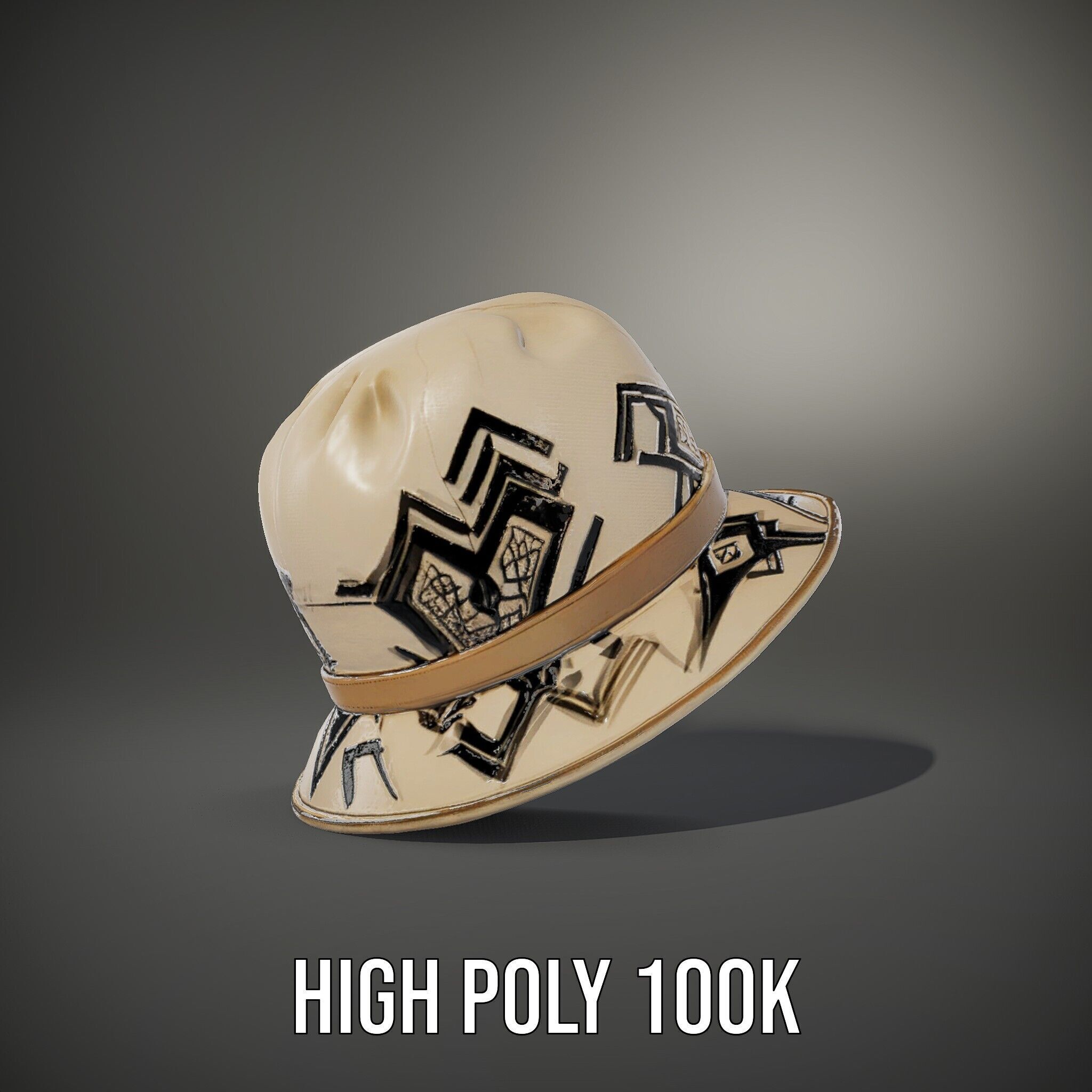 Stylish Patterned Hat Model Pack Low-poly 3D model_11