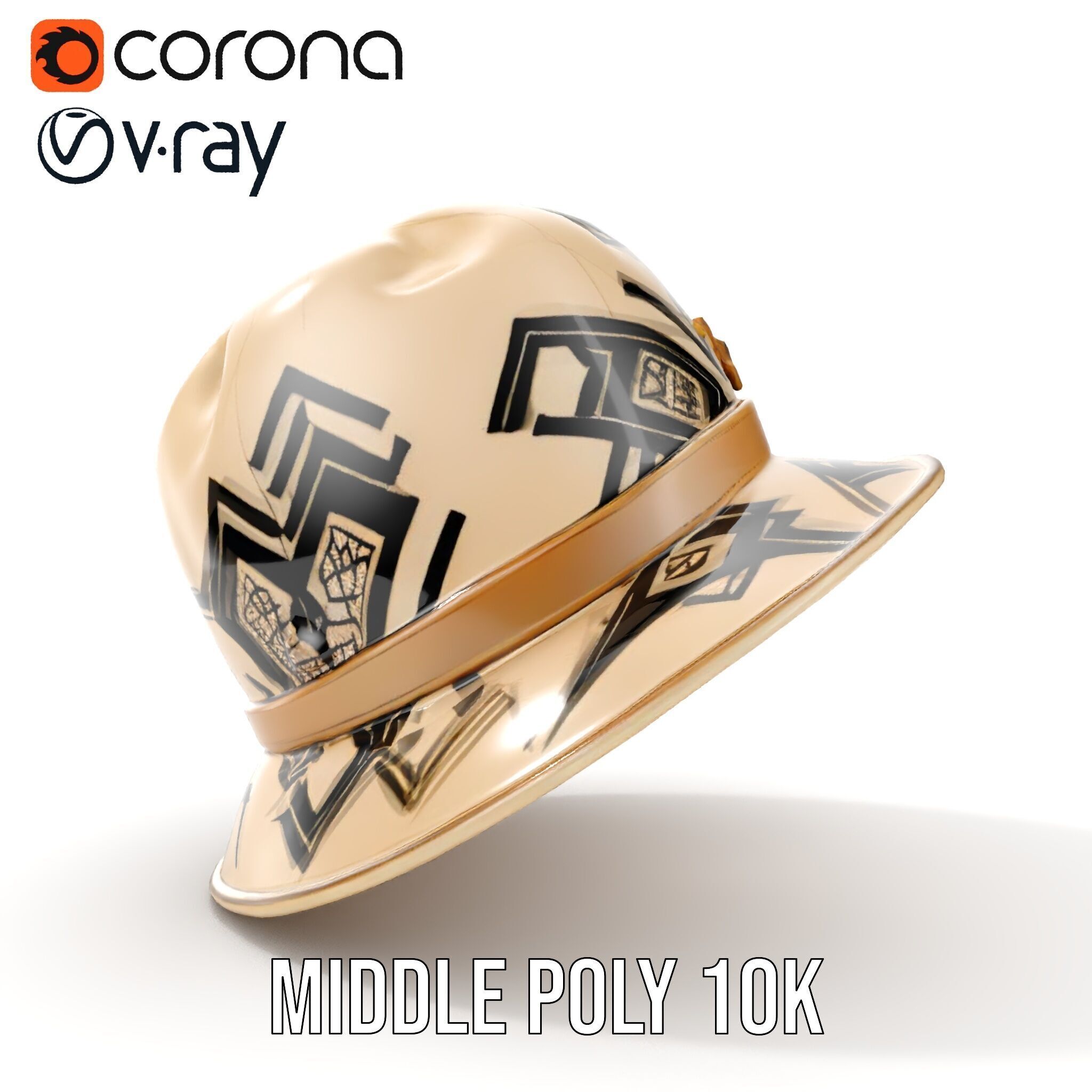 Stylish Patterned Hat Model Pack Low-poly 3D model_17