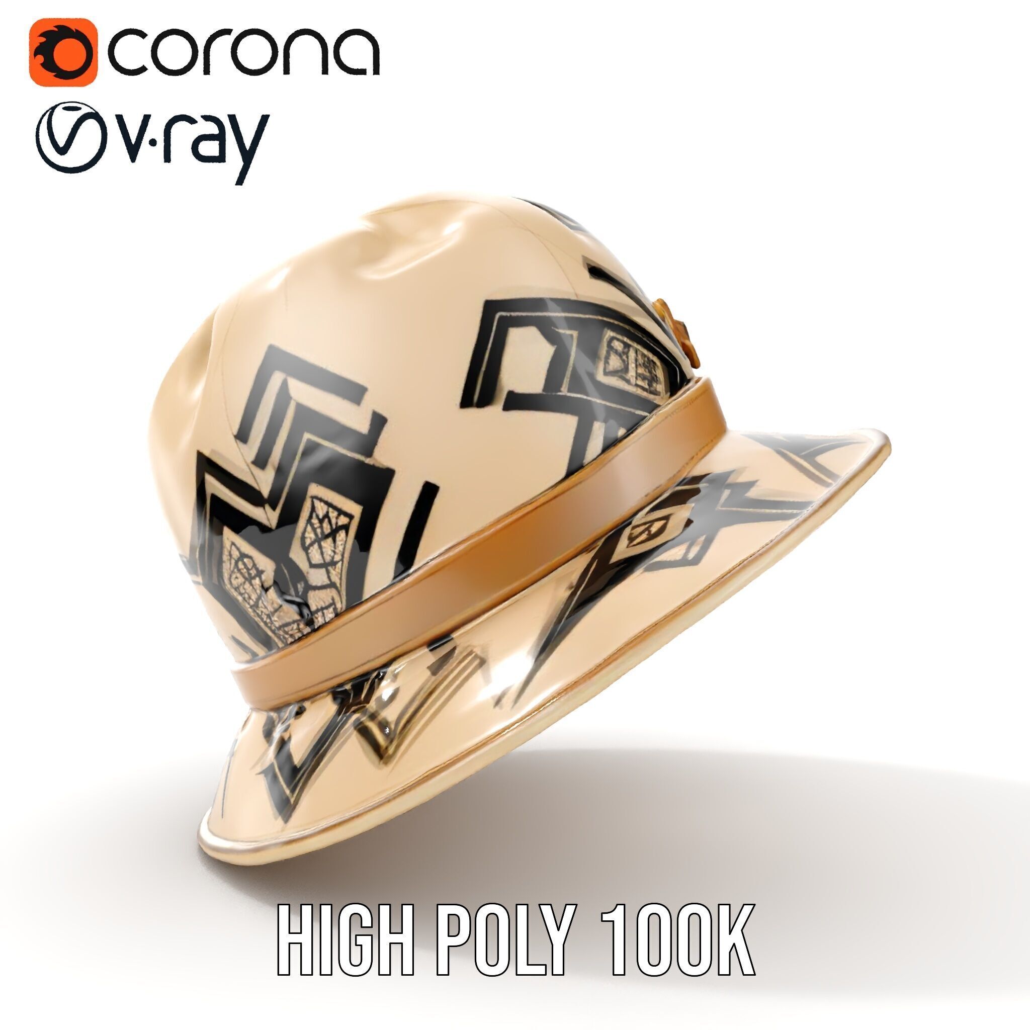 Stylish Patterned Hat Model Pack Low-poly 3D model_19