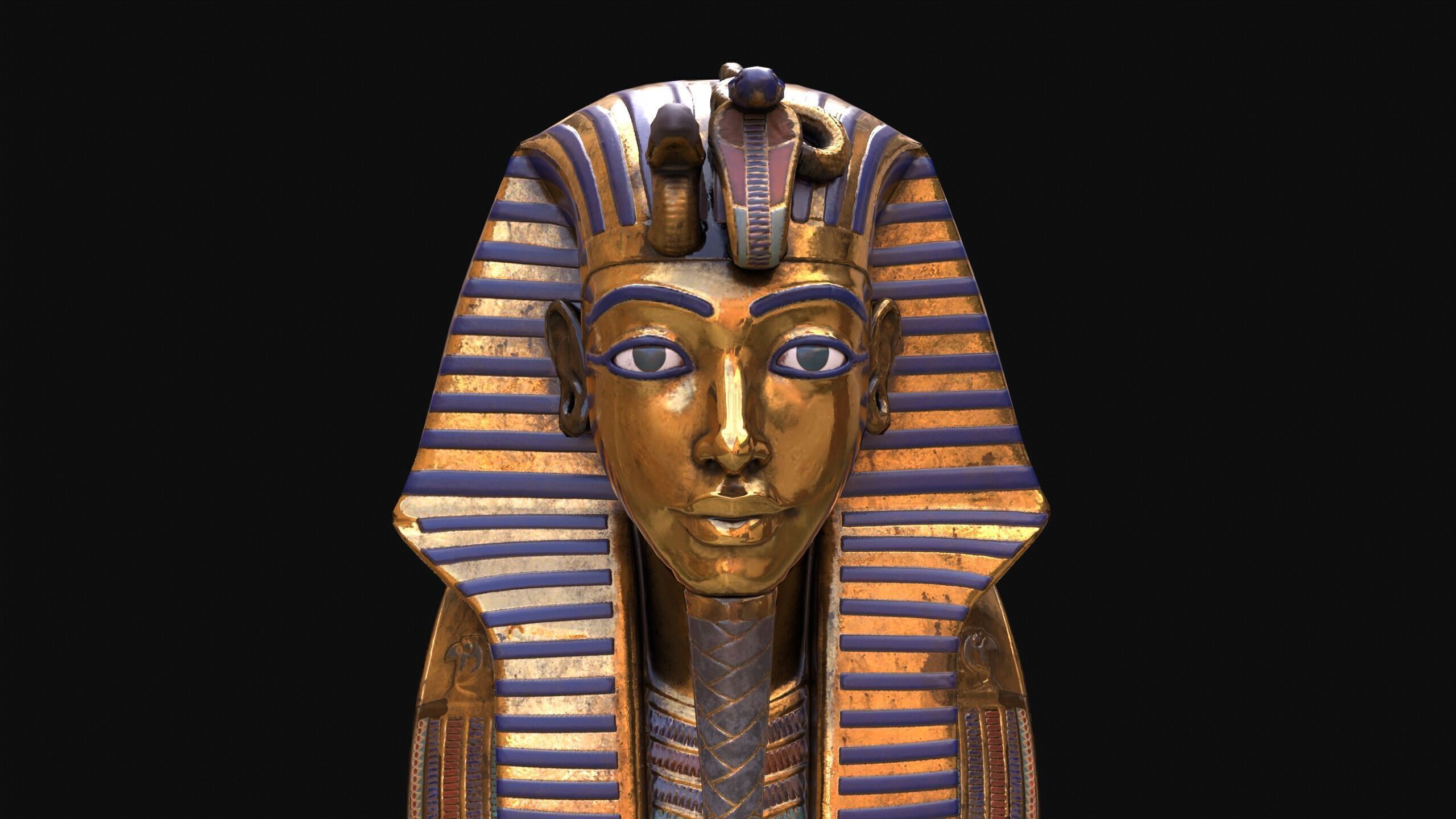 Egyptian Tutankhamun Mask Low-poly 3D model_11