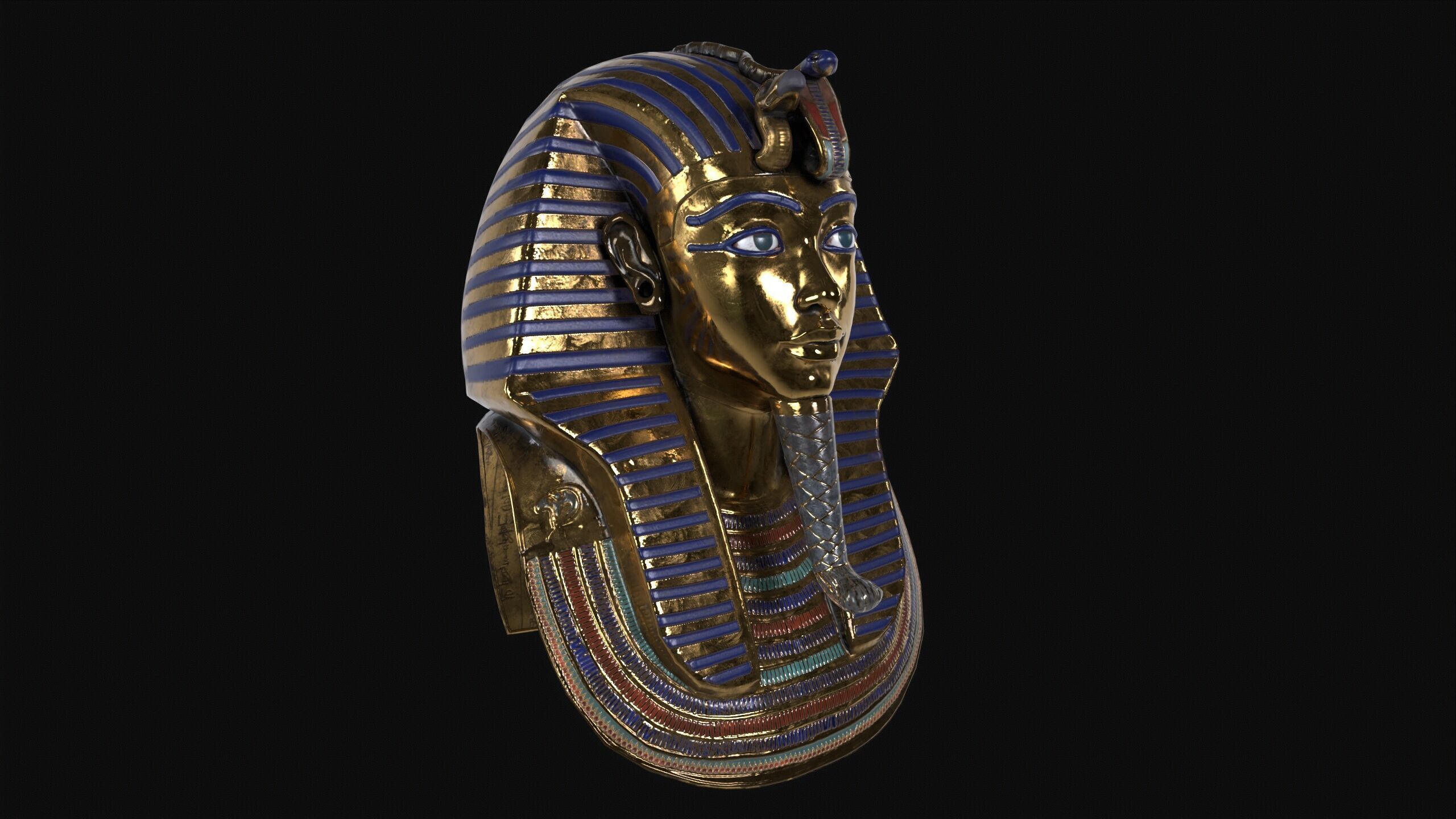Egyptian Tutankhamun Mask Low-poly 3D model_10