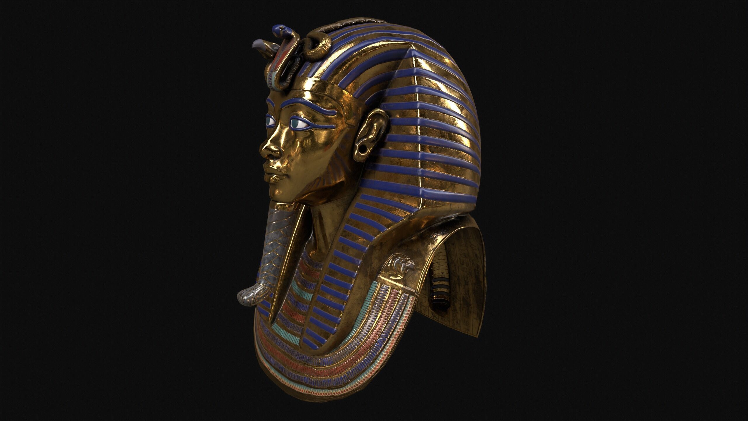 Egyptian Tutankhamun Mask Low-poly 3D model_4