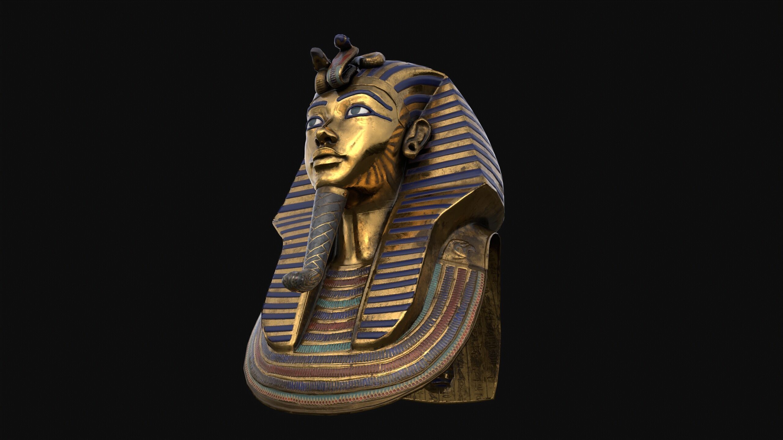 Egyptian Tutankhamun Mask Low-poly 3D model_12