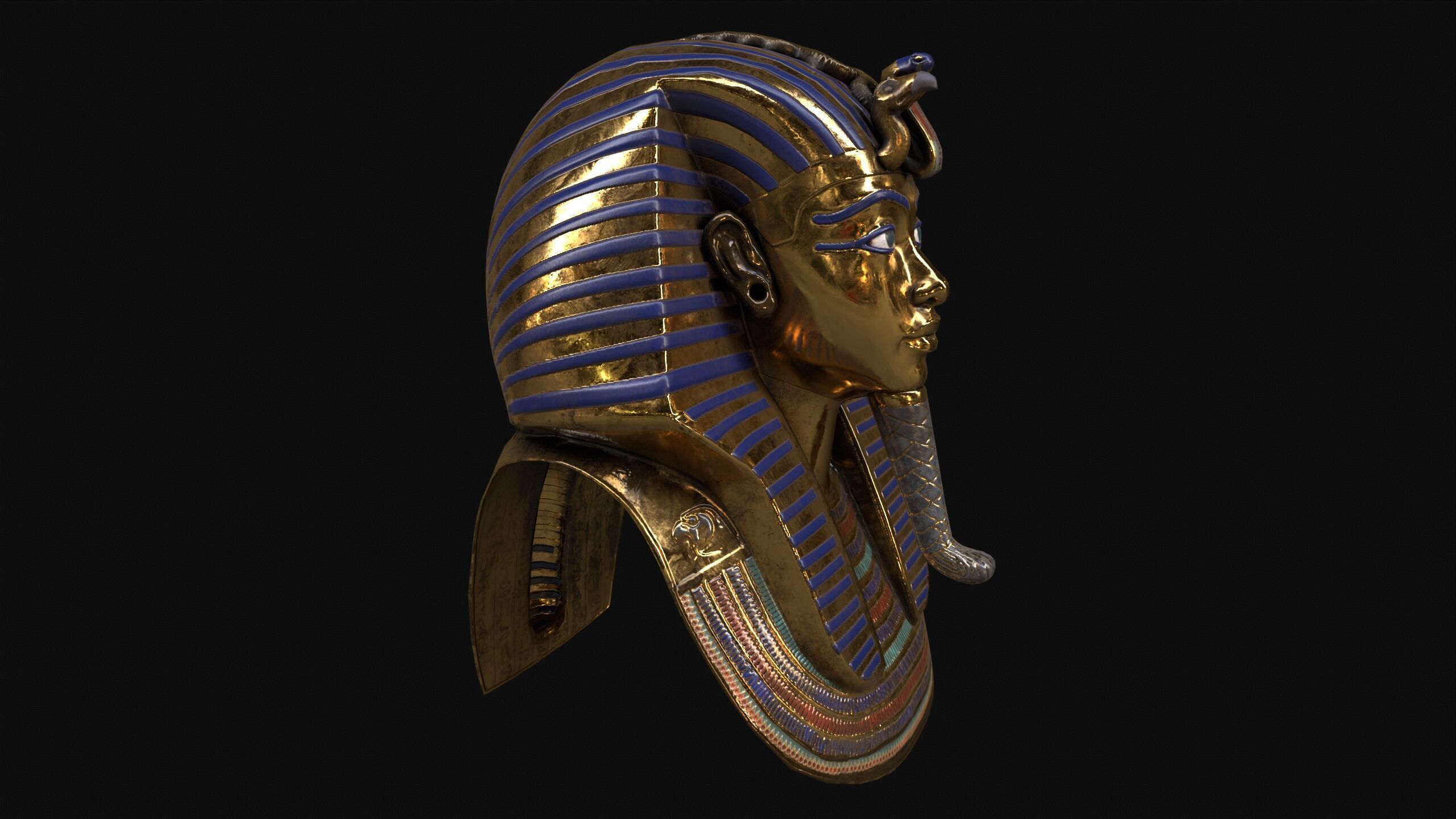 Egyptian Tutankhamun Mask Low-poly 3D model_5